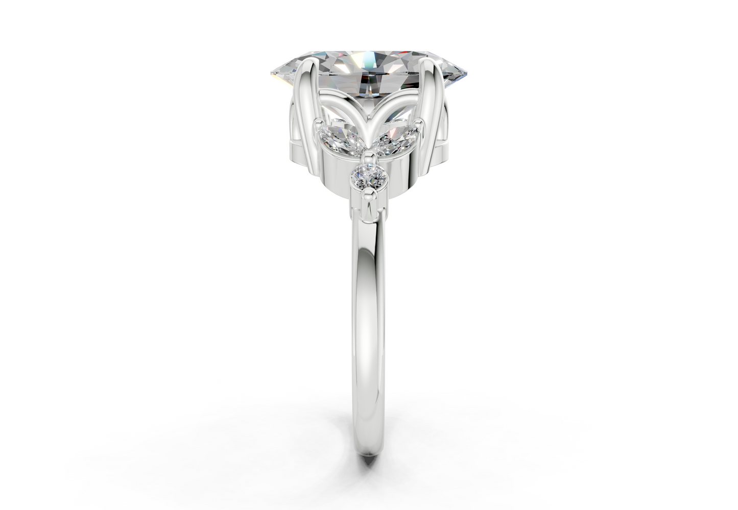 Elysium Diamond Accent Oval Cut 1.9mm Engagement Ring