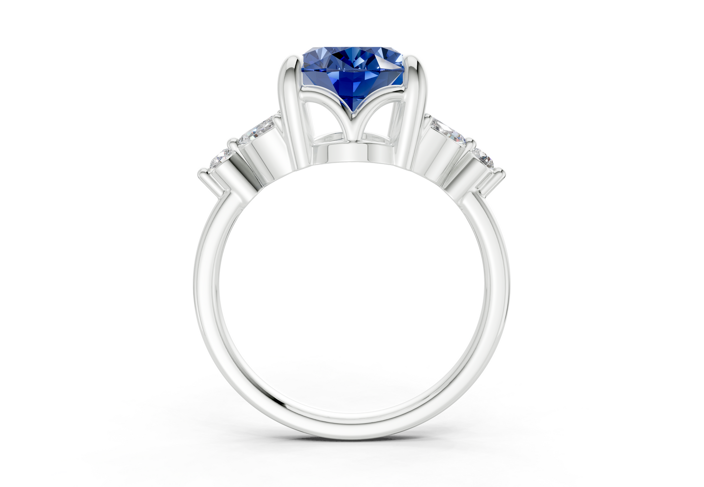 Elysium Sapphire Gemstone Accent Oval Cut 1.9mm Engagement Ring