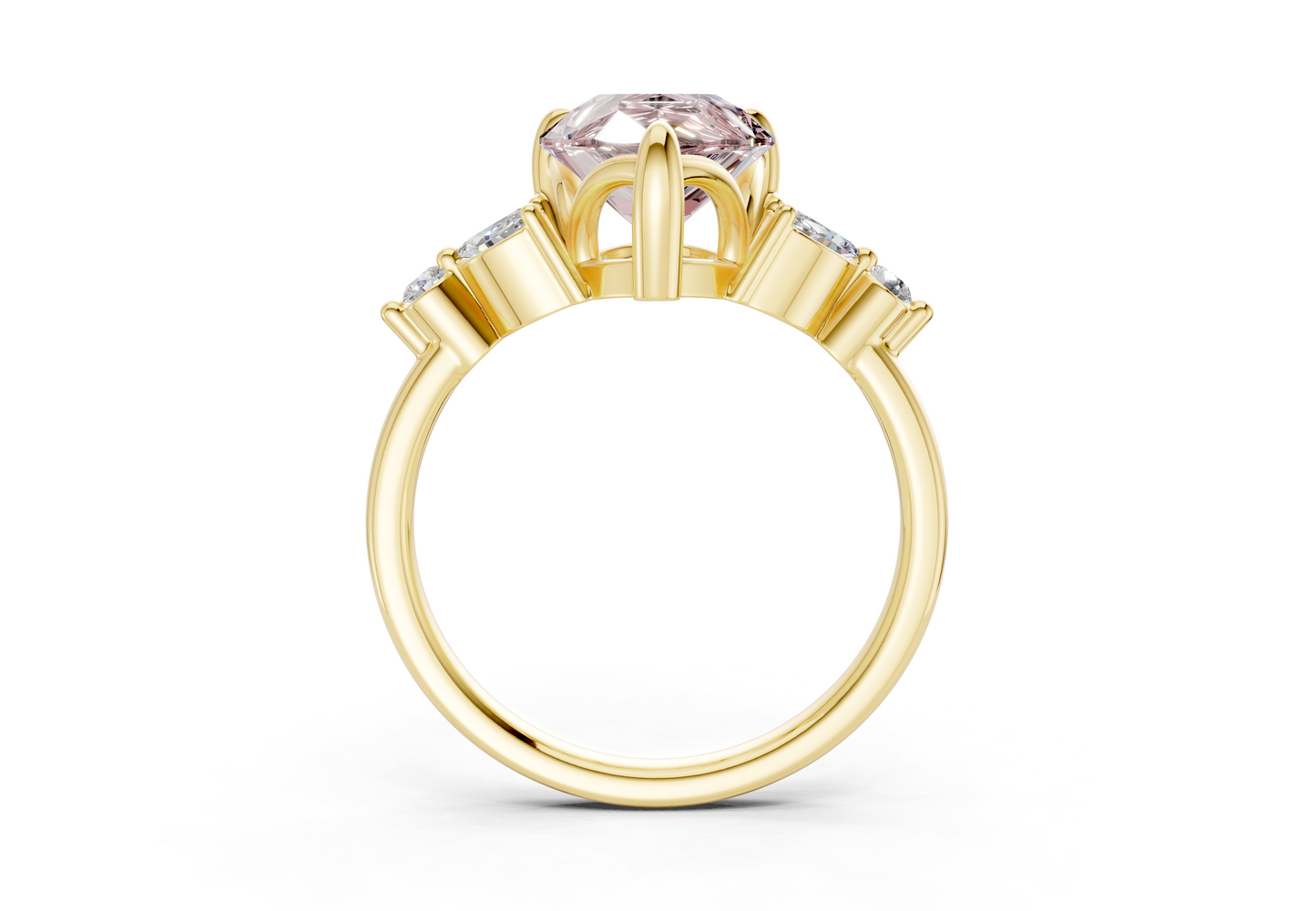 Elysium Pink Diamond Accent Pear Cut 1.9mm Engagement Ring