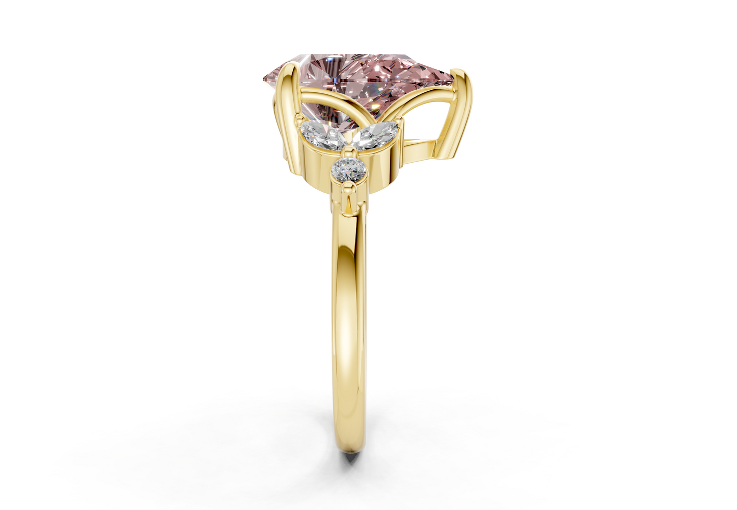 Elysium Pink Diamond Accent Pear Cut 1.9mm Engagement Ring
