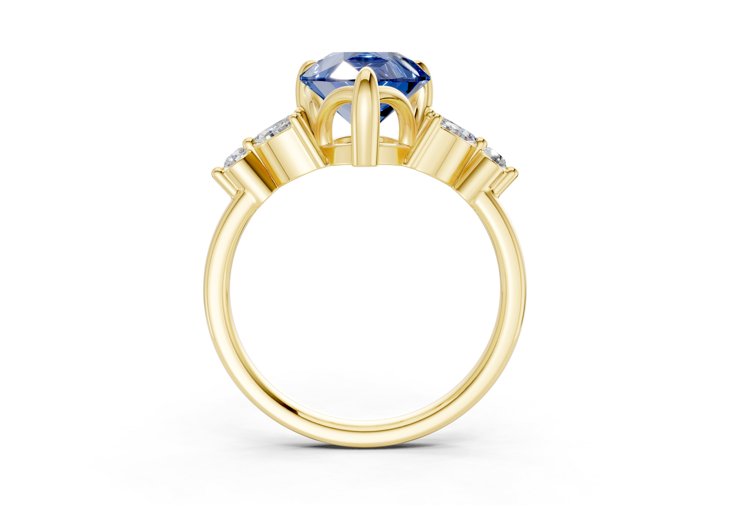 Elysium Sapphire Gemstone Accent Pear Cut 1.9mm Engagement Ring
