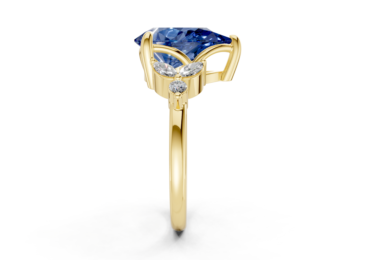 Elysium Sapphire Gemstone Accent Pear Cut 1.9mm Engagement Ring