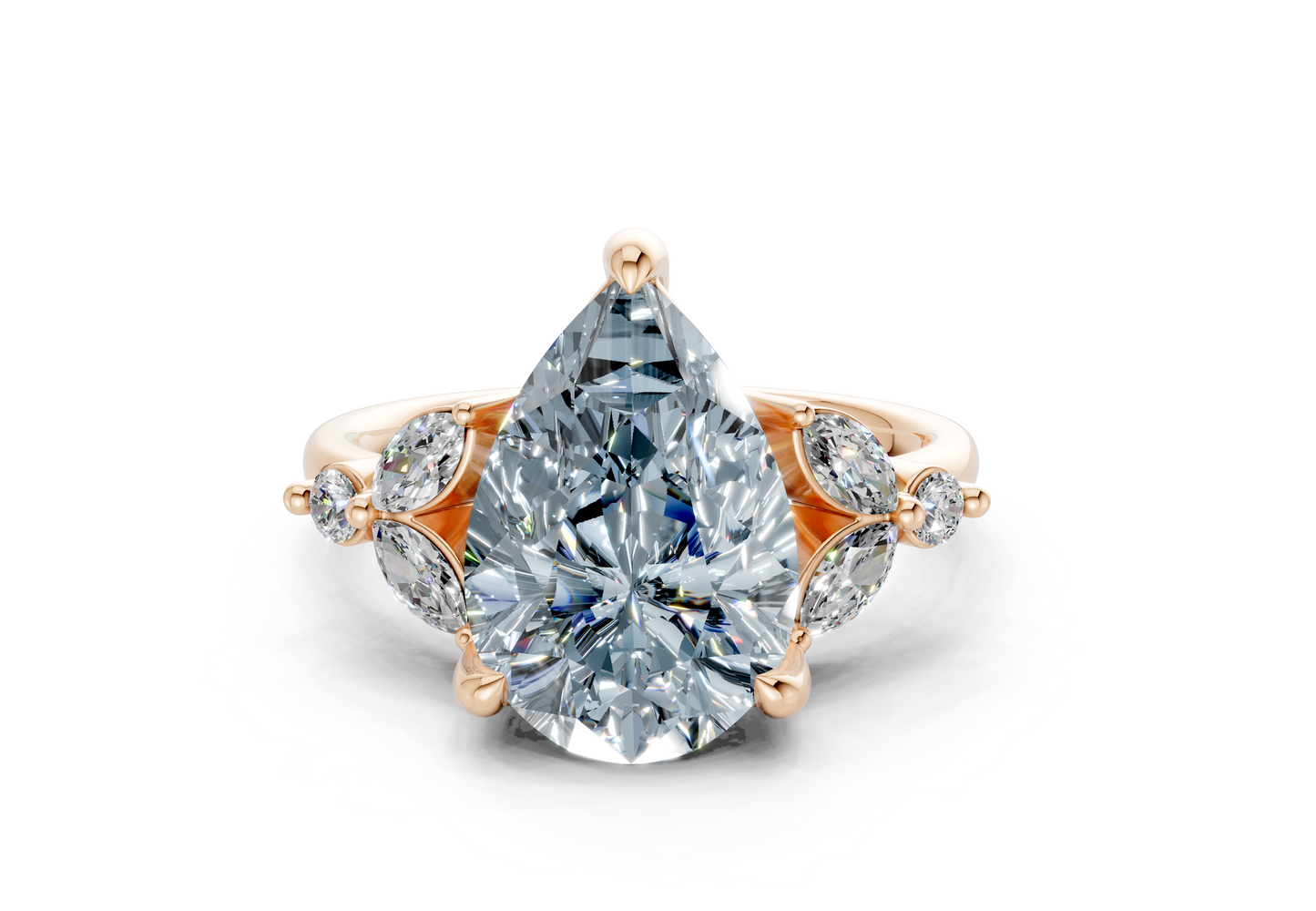 Elysium Blue Diamond Accent Pear Cut 1.9mm Engagement Ring