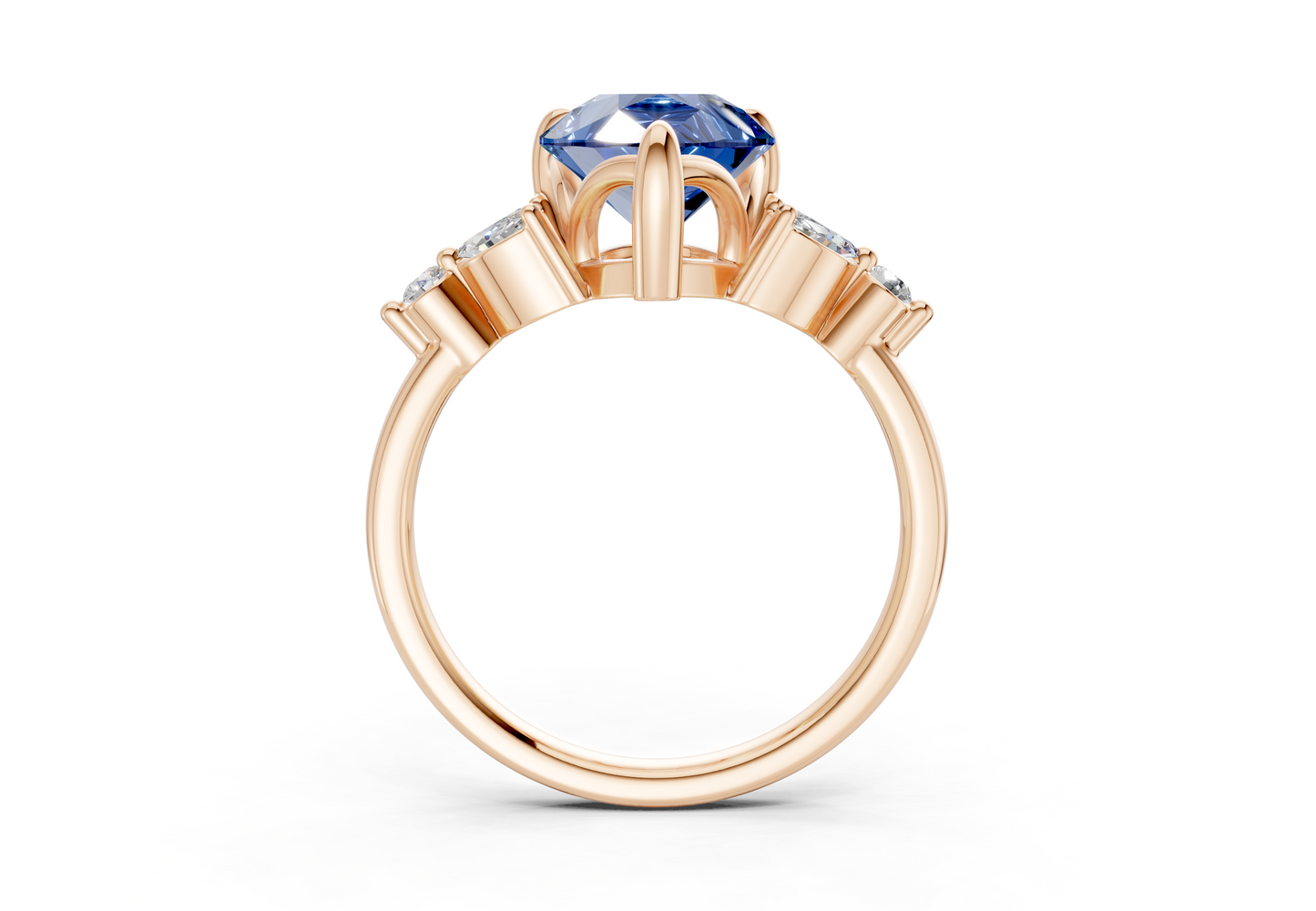 Elysium Sapphire Gemstone Accent Pear Cut 1.9mm Engagement Ring