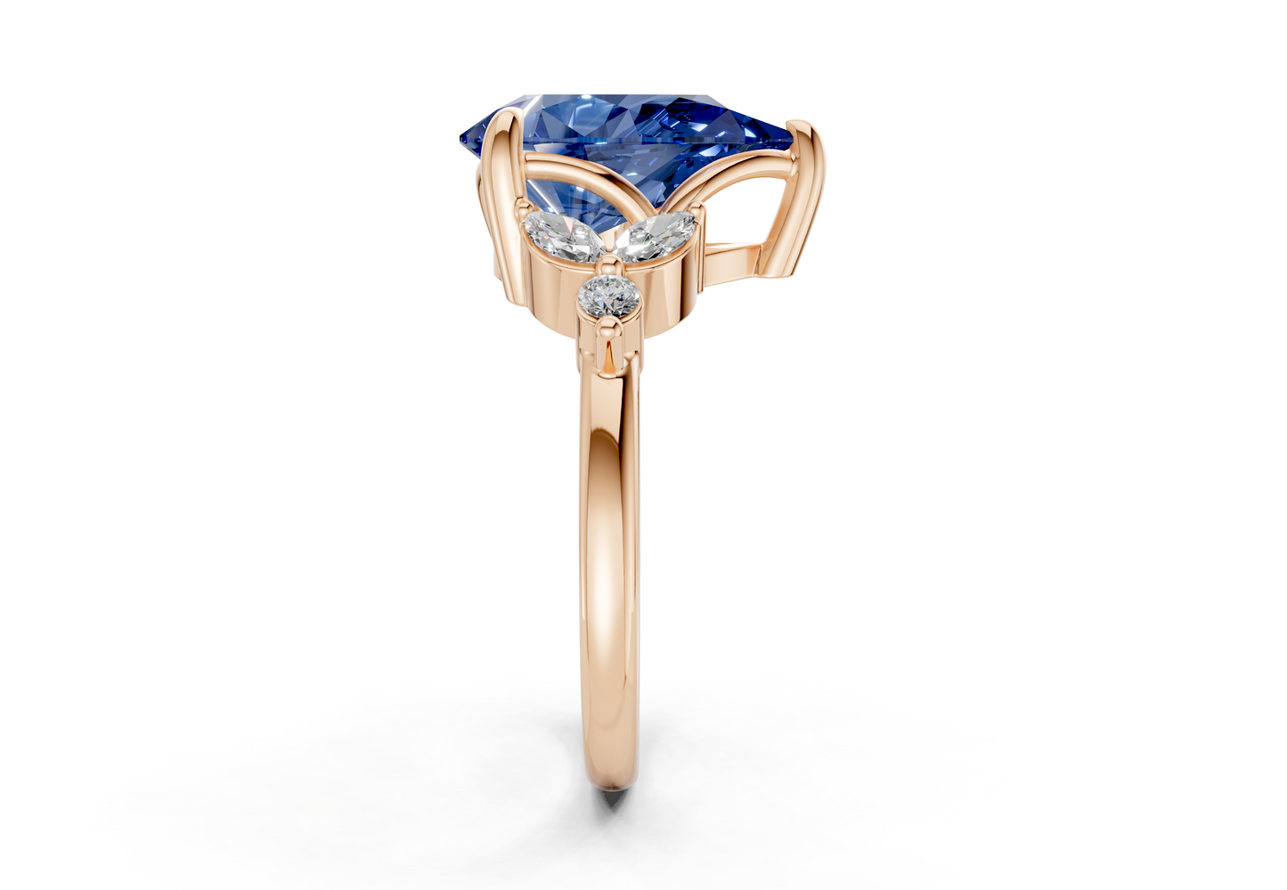 Elysium Sapphire Gemstone Accent Pear Cut 1.9mm Engagement Ring