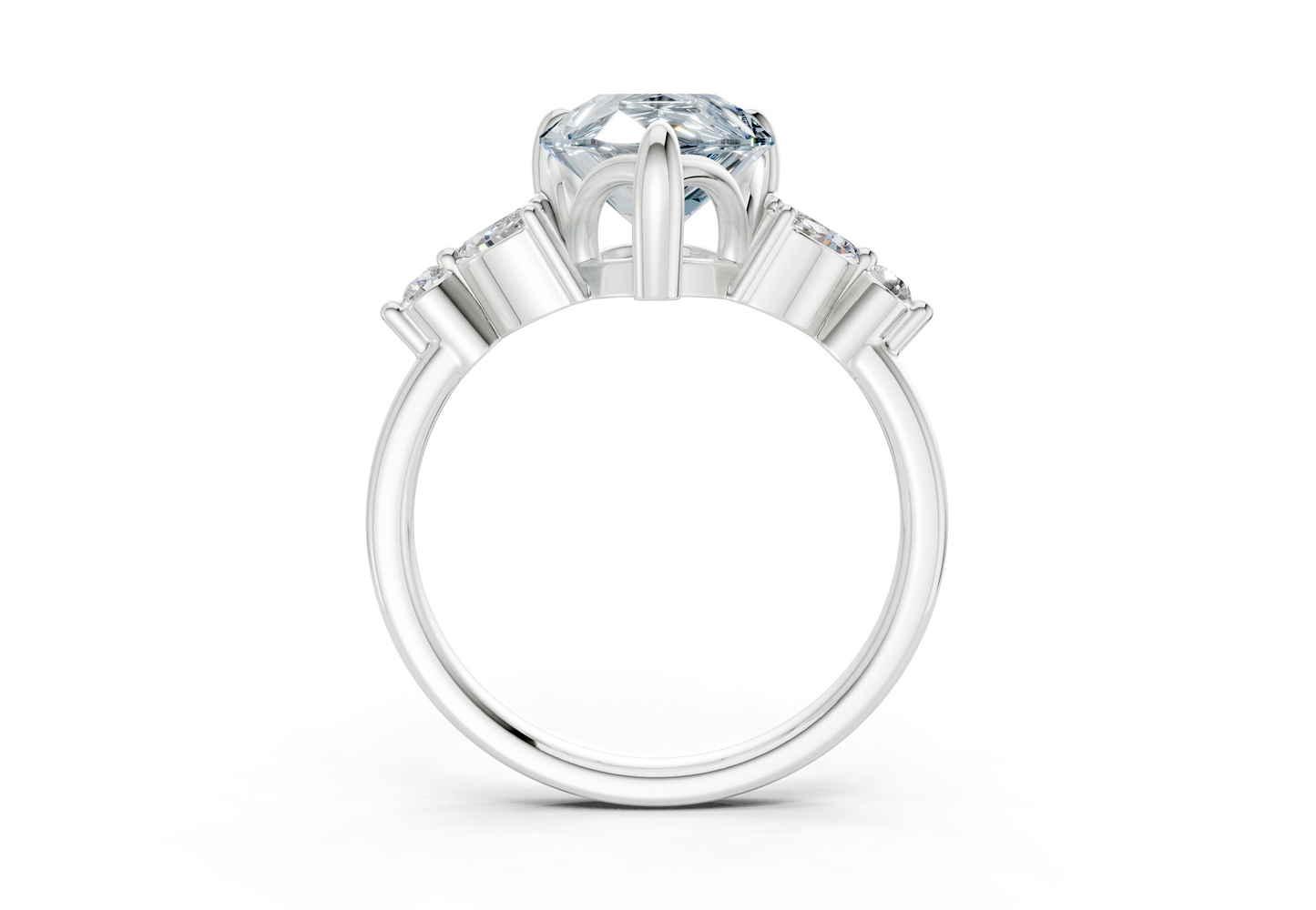Elysium Blue Diamond Accent Pear Cut 1.9mm Engagement Ring