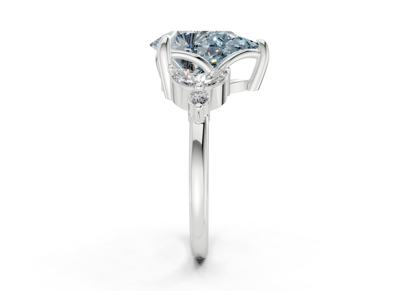 Elysium Blue Diamond Accent Pear Cut 1.9mm Engagement Ring