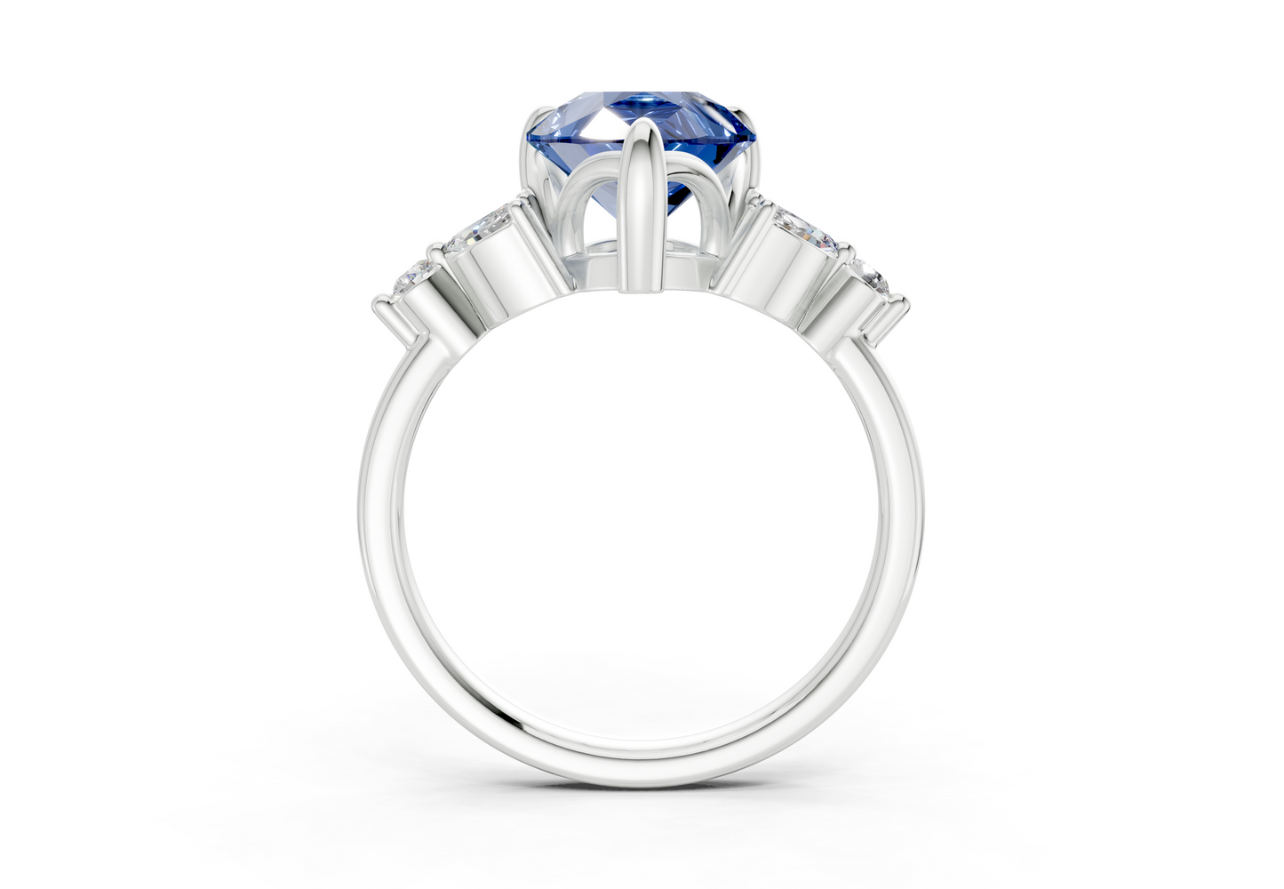 Elysium Sapphire Gemstone Accent Pear Cut 1.9mm Engagement Ring