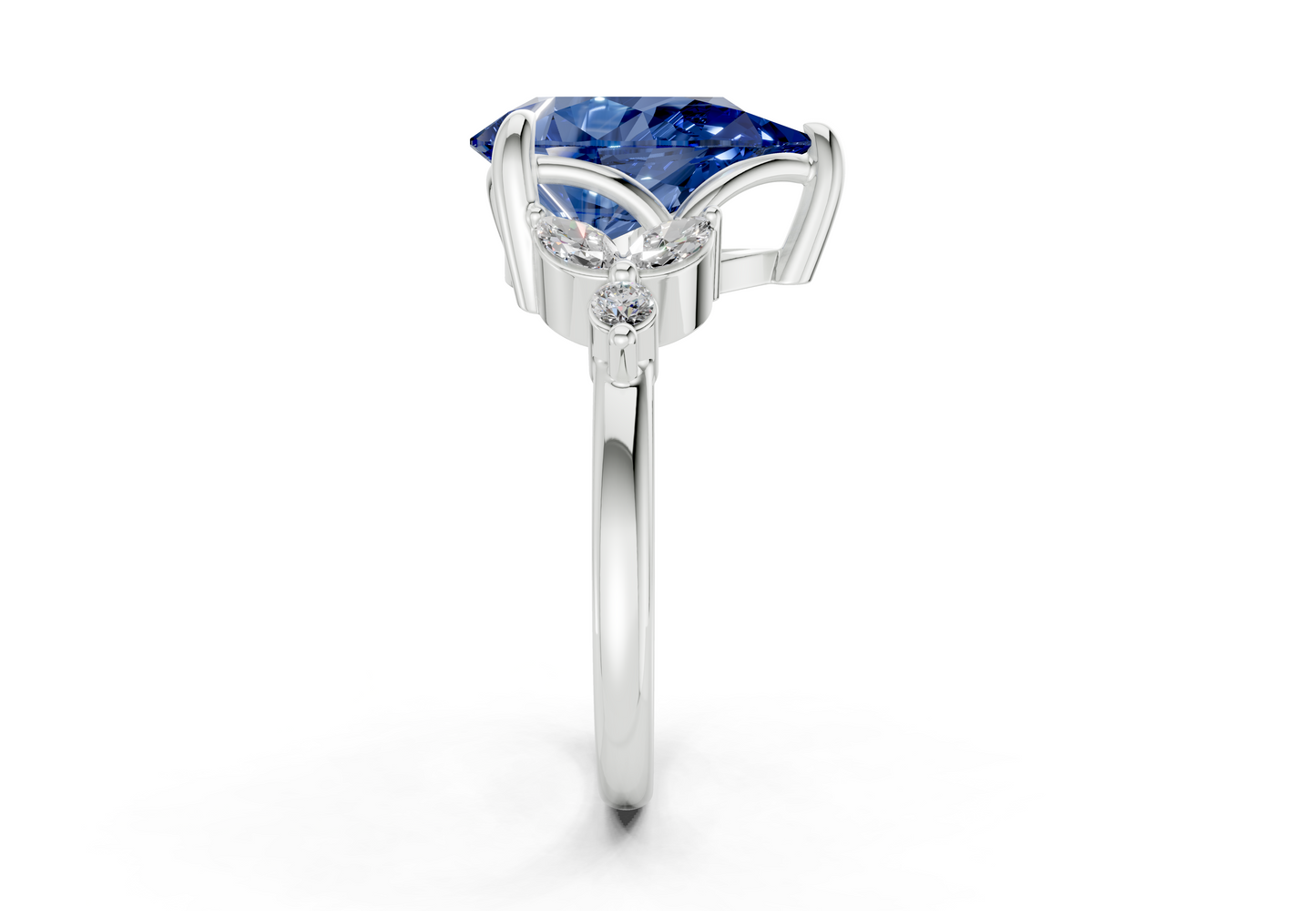 Elysium Sapphire Gemstone Accent Pear Cut 1.9mm Engagement Ring