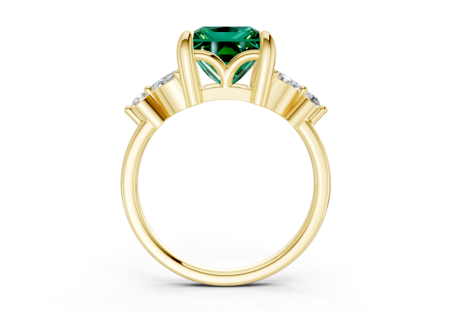 Elysium Emerald Gemstone Accent Princess Cut 1.9mm Engagement Ring