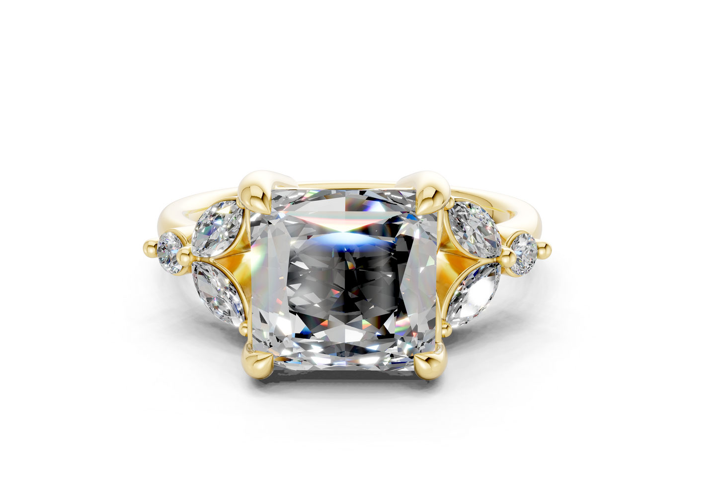 Elysium Emerald Gemstone Accent Princess Cut 1.9mm Engagement Ring
