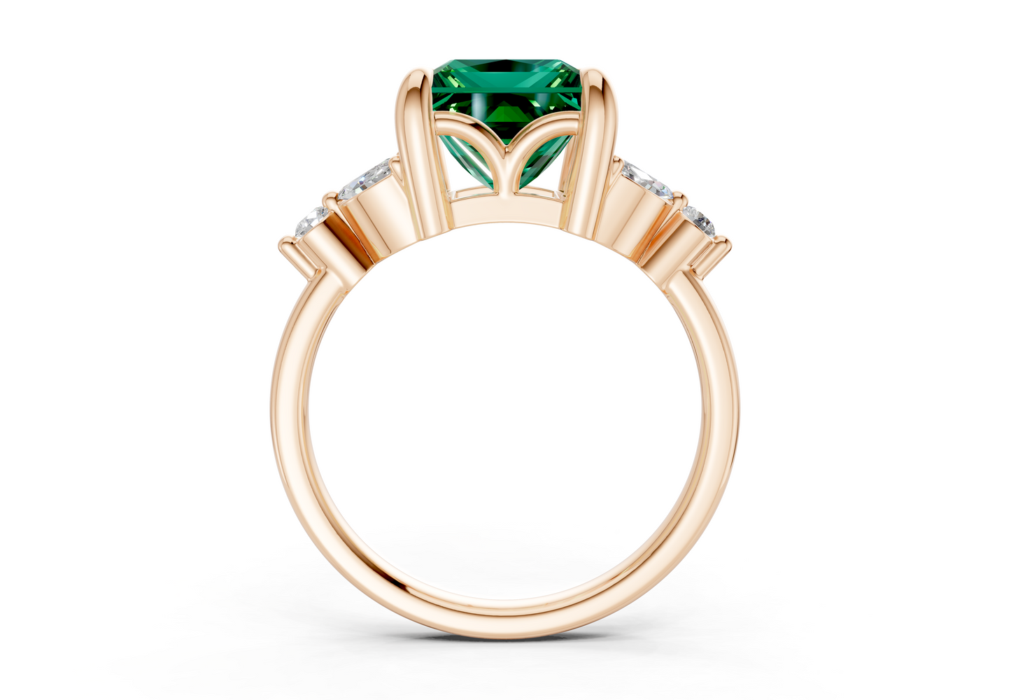 Elysium Emerald Gemstone Accent Princess Cut 1.9mm Engagement Ring