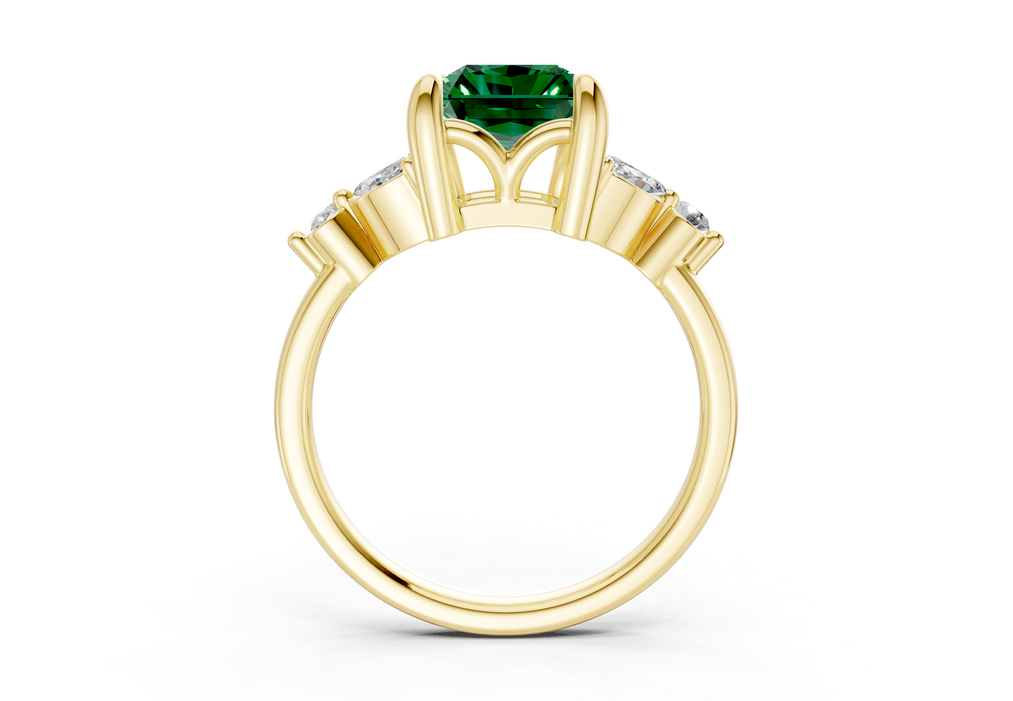 Elysium Emerald Gemstone Accent Radiant Cut 1.9mm Engagement Ring