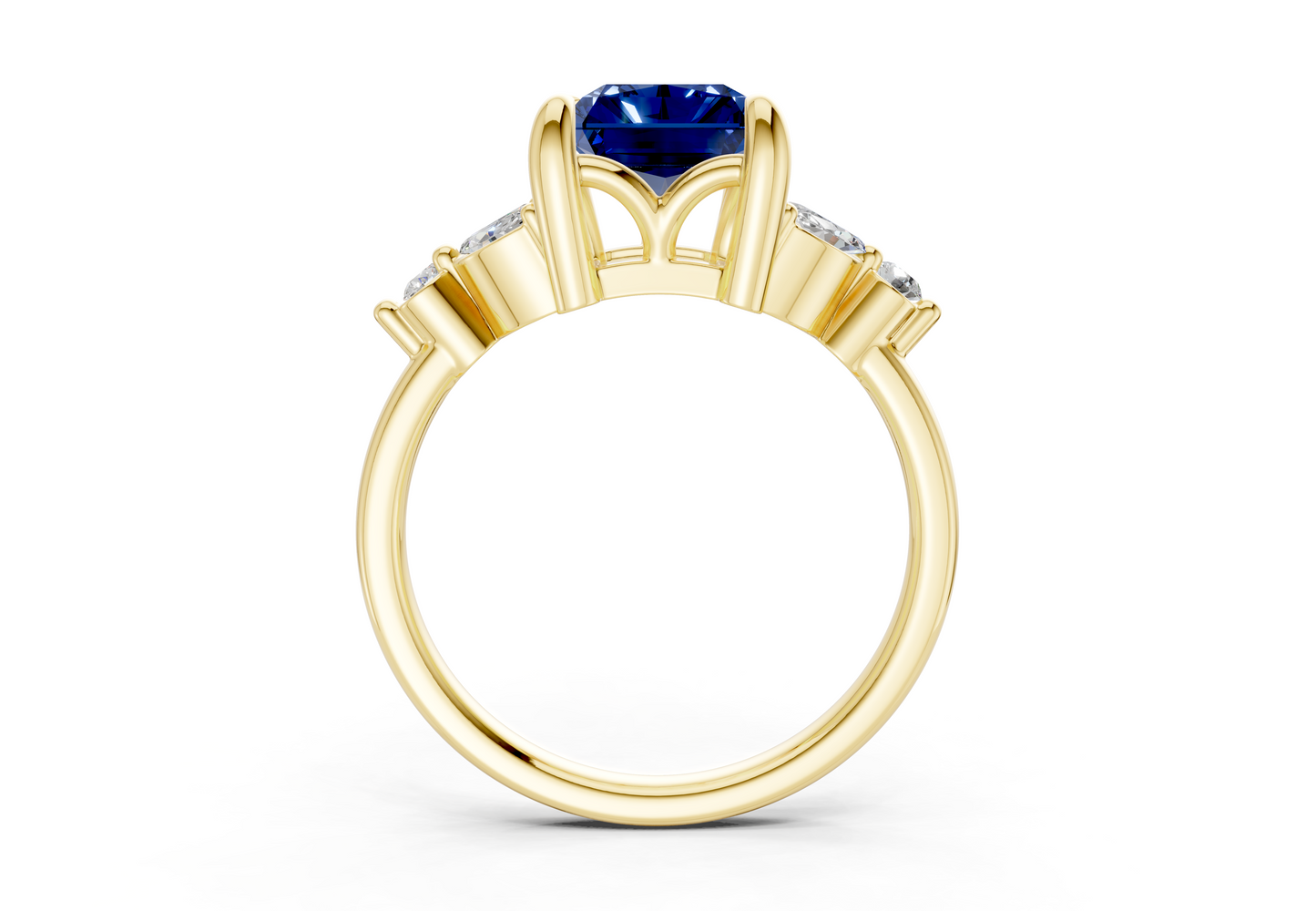 Elysium Sapphire Gemstone Accent Radiant Cut 1.9mm Engagement Ring