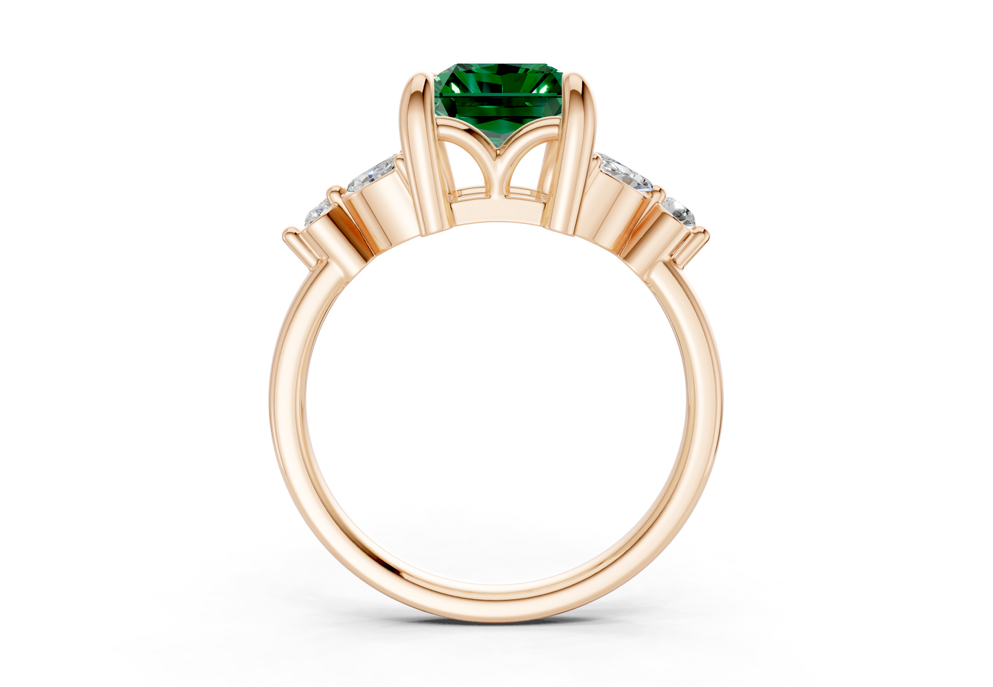 Elysium Emerald Gemstone Accent Radiant Cut 1.9mm Engagement Ring