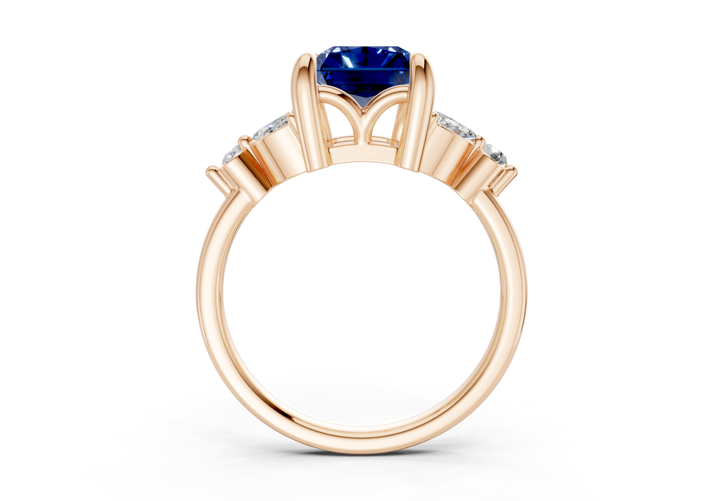 Elysium Sapphire Gemstone Accent Radiant Cut 1.9mm Engagement Ring