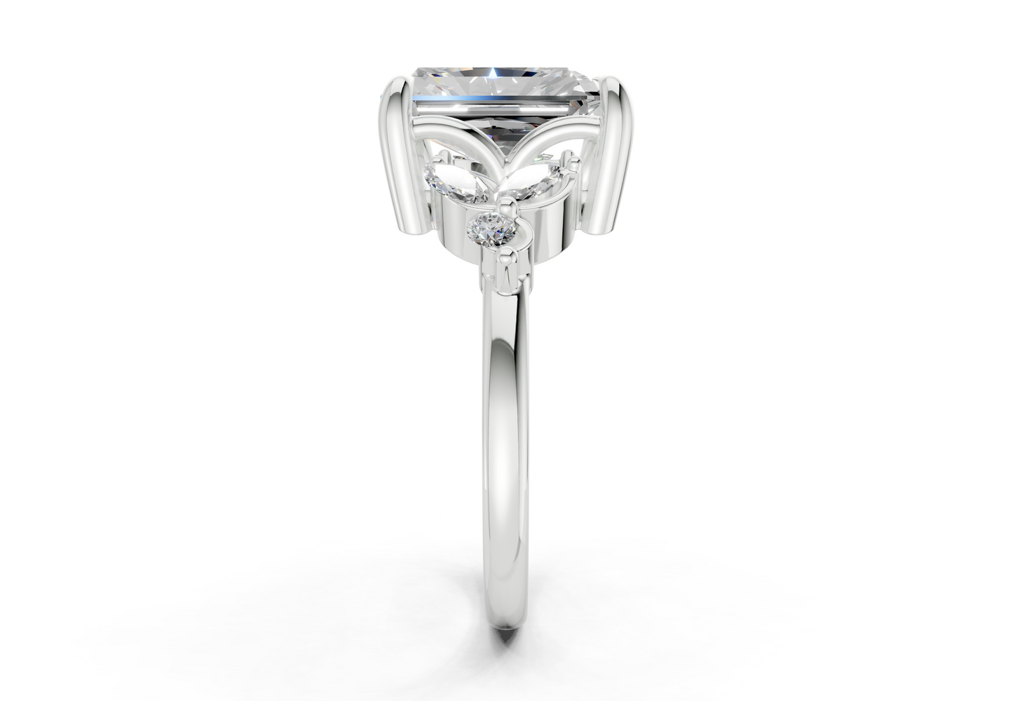 Elysium Diamond Accent Radiant Cut 1.9mm Engagement Ring
