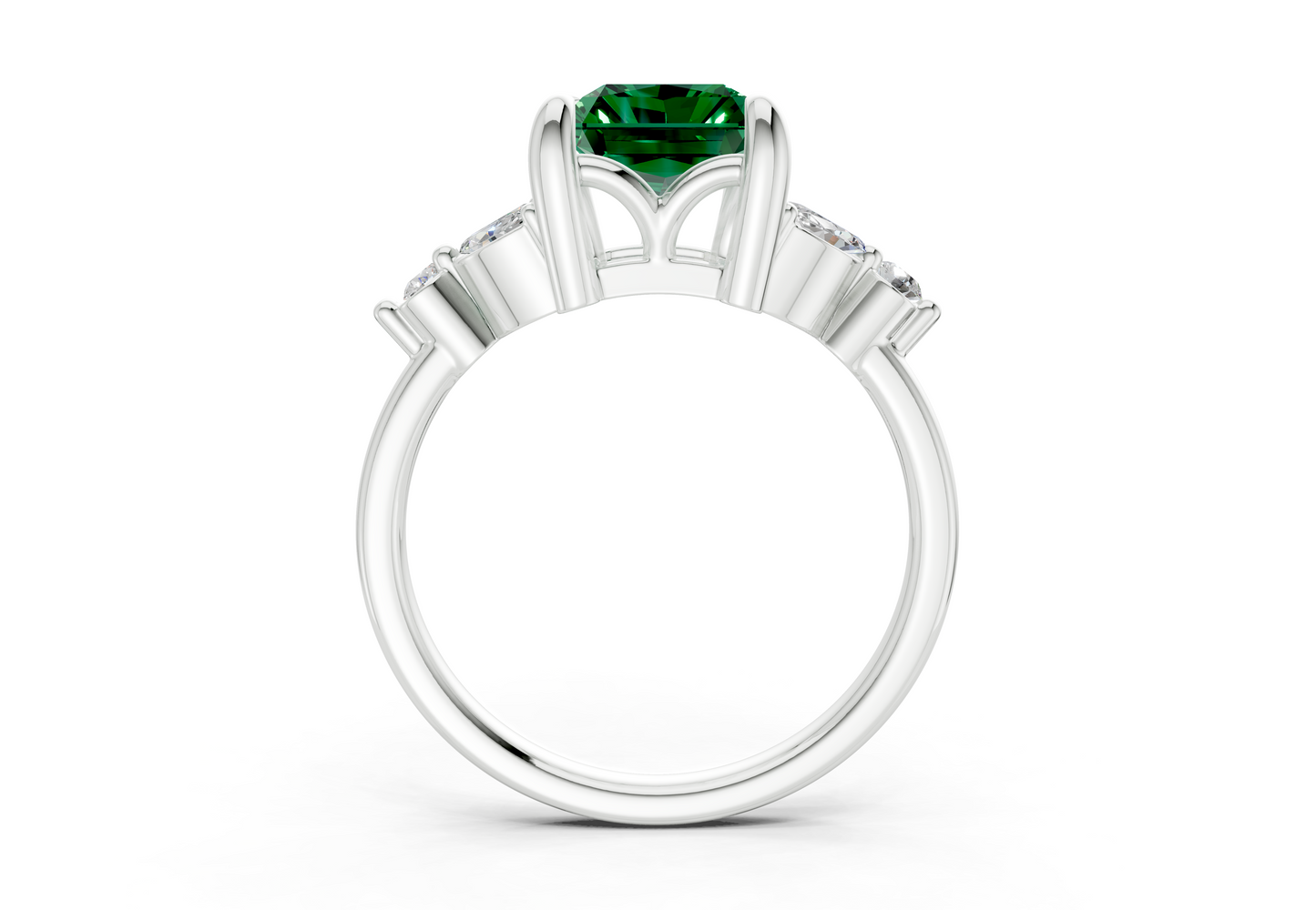 Elysium Emerald Gemstone Accent Radiant Cut 1.9mm Engagement Ring