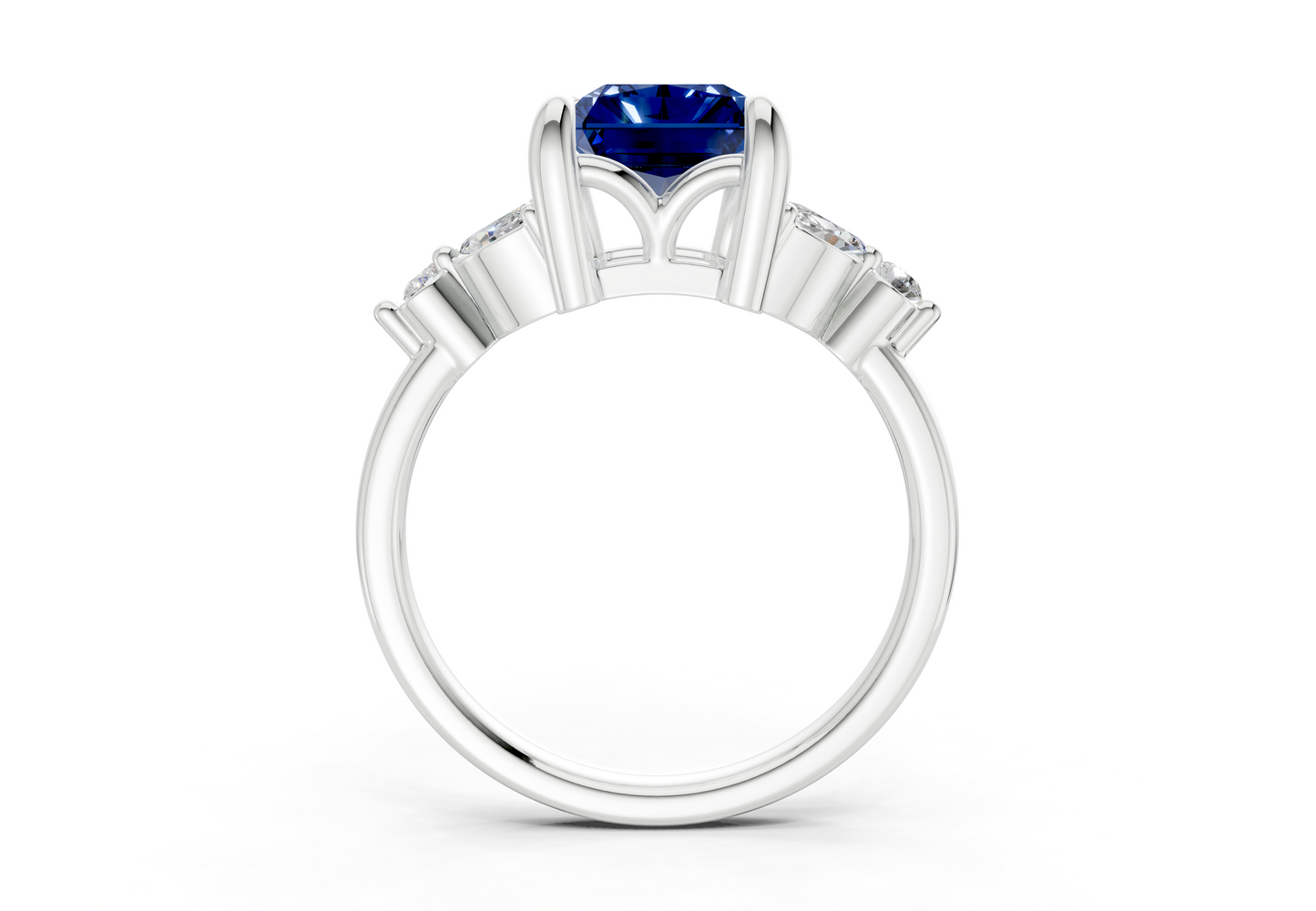 Elysium Sapphire Gemstone Accent Radiant Cut 1.9mm Engagement Ring