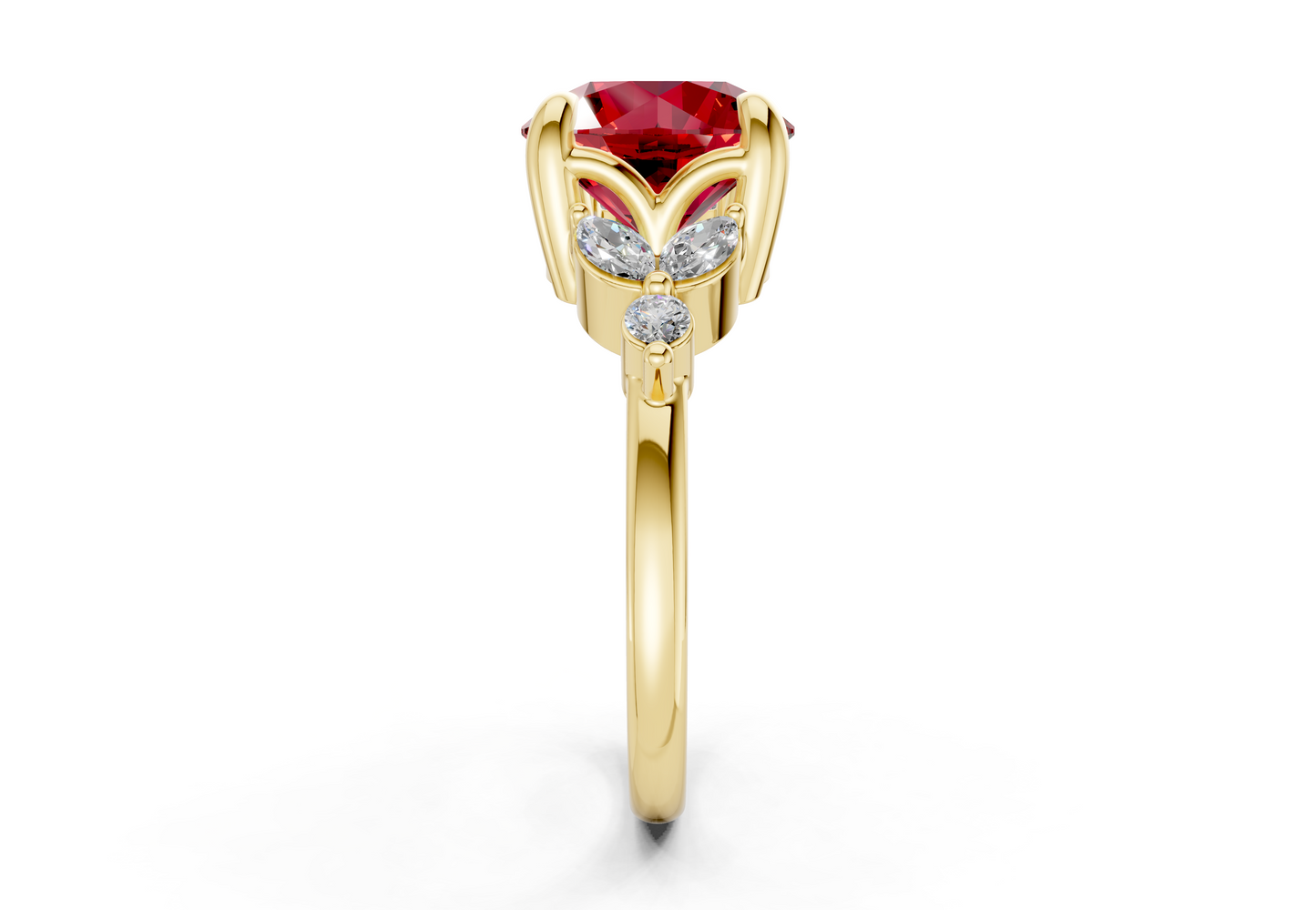 Elysium Ruby Gemstone Accent Round Cut 1.9mm Engagement Ring