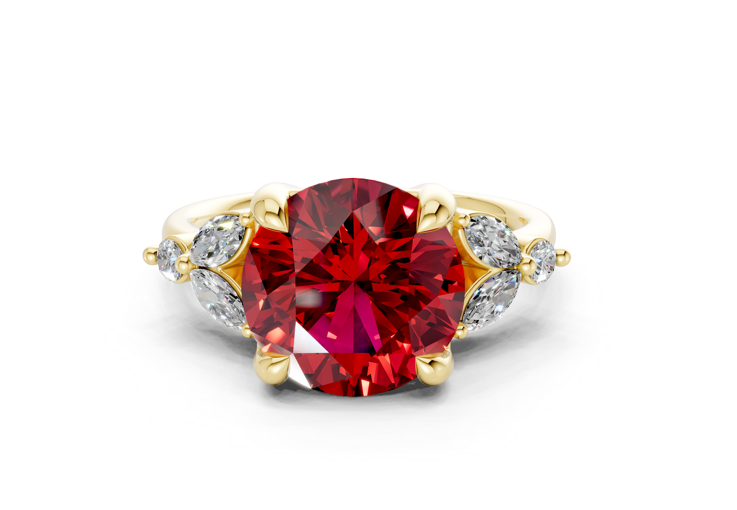 Elysium Ruby Gemstone Accent Round Cut 1.9mm Engagement Ring