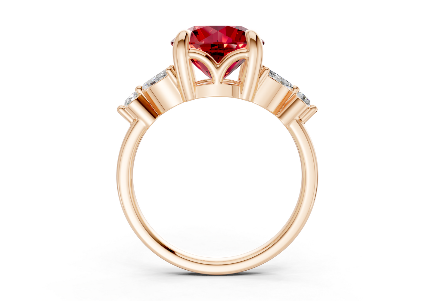 Elysium Ruby Gemstone Accent Round Cut 1.9mm Engagement Ring