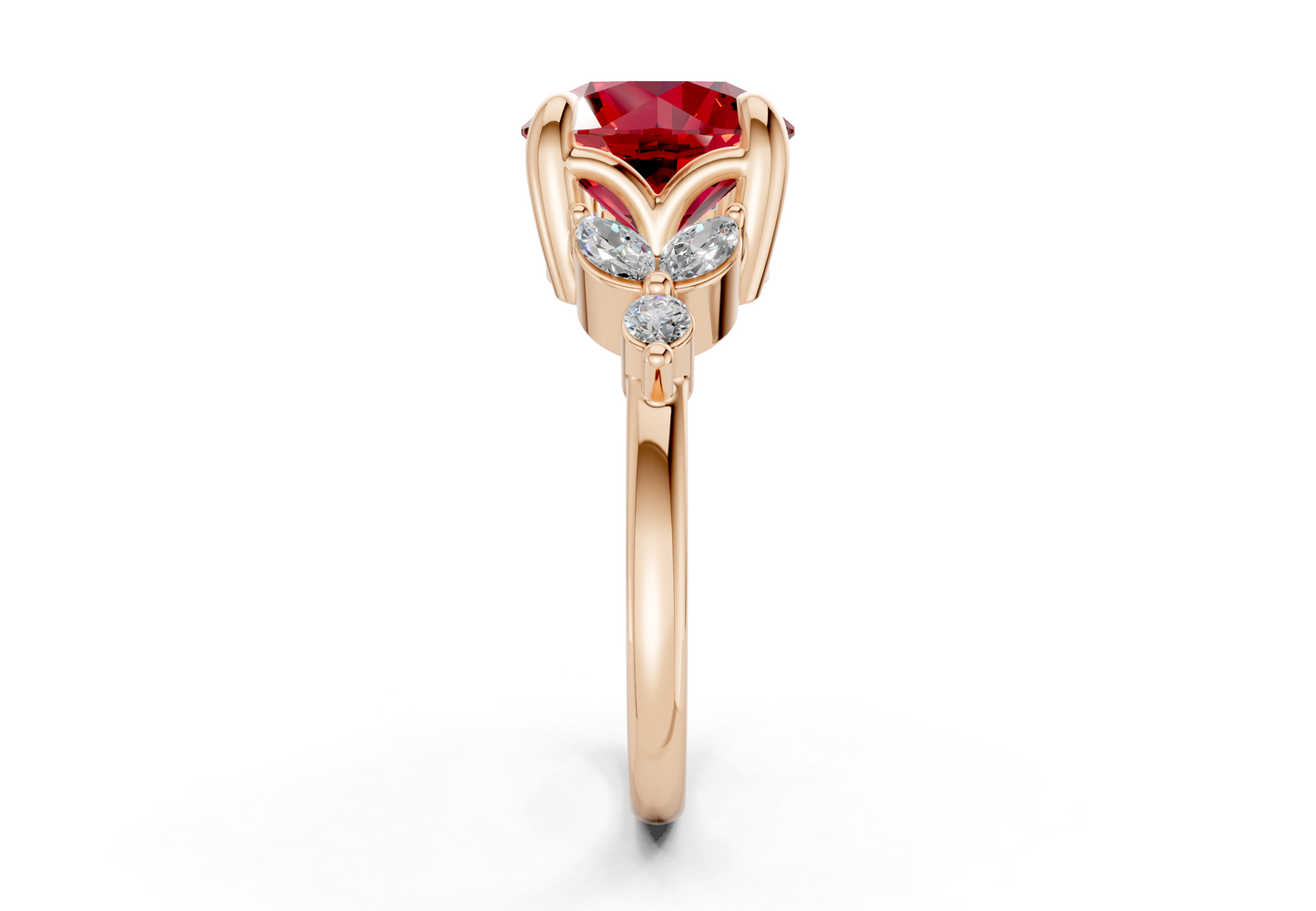 Elysium Ruby Gemstone Accent Round Cut 1.9mm Engagement Ring