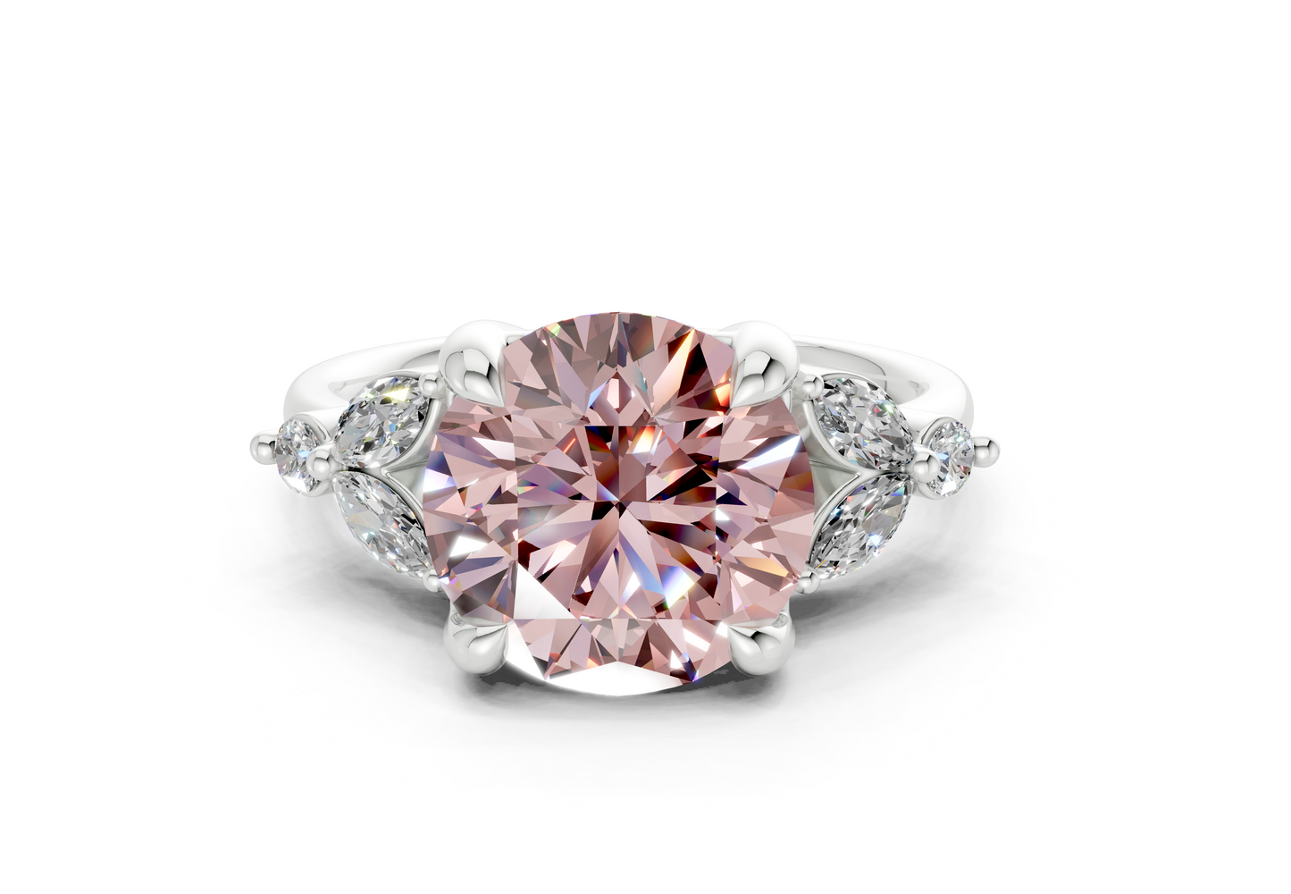 Elysium Pink Diamond Accent Round Cut 1.9mm Engagement Ring