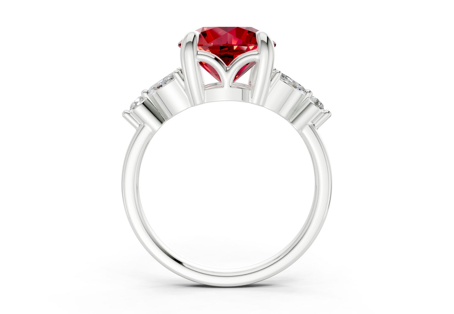 Elysium Ruby Gemstone Accent Round Cut 1.9mm Engagement Ring