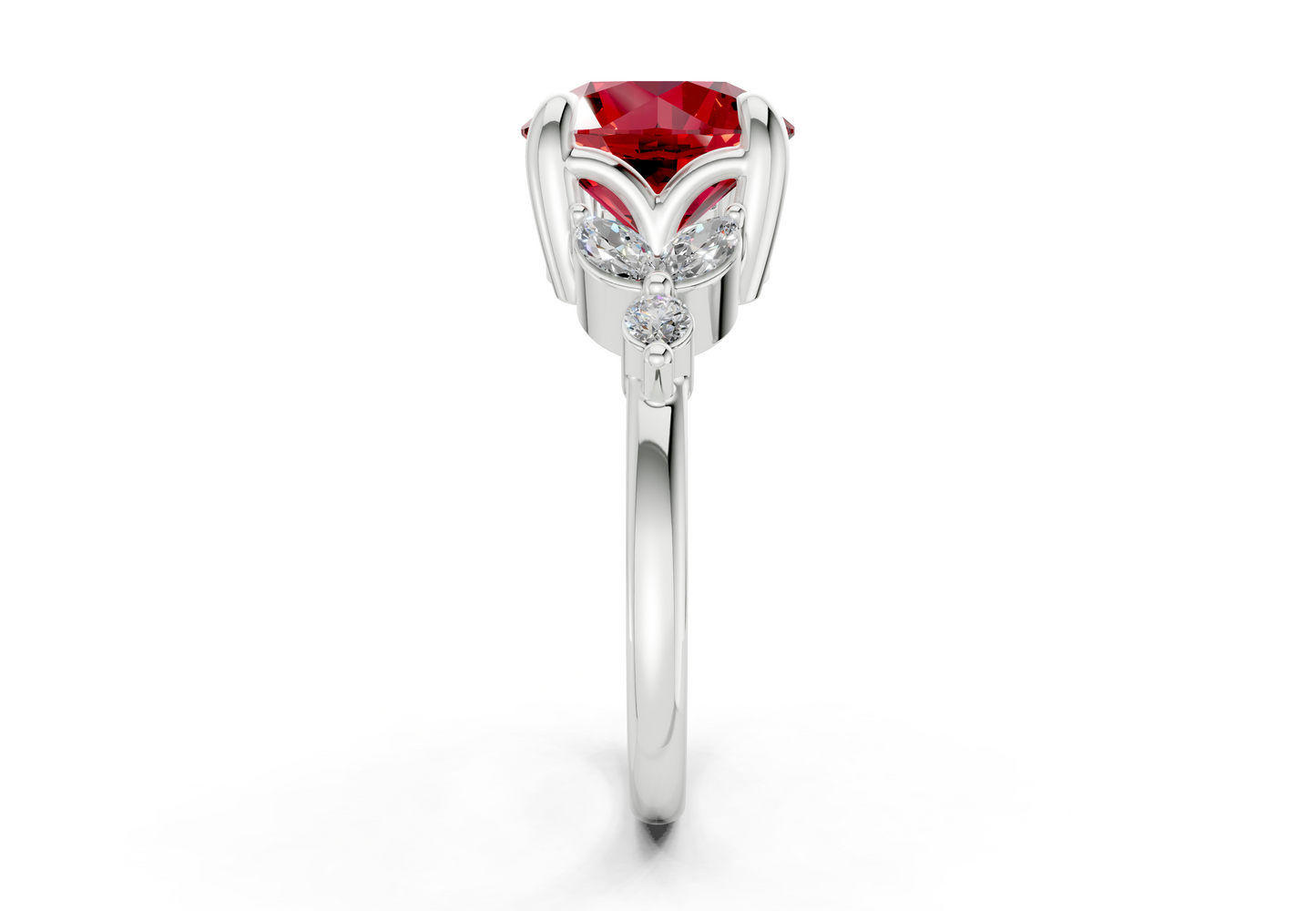 Elysium Ruby Gemstone Accent Round Cut 1.9mm Engagement Ring