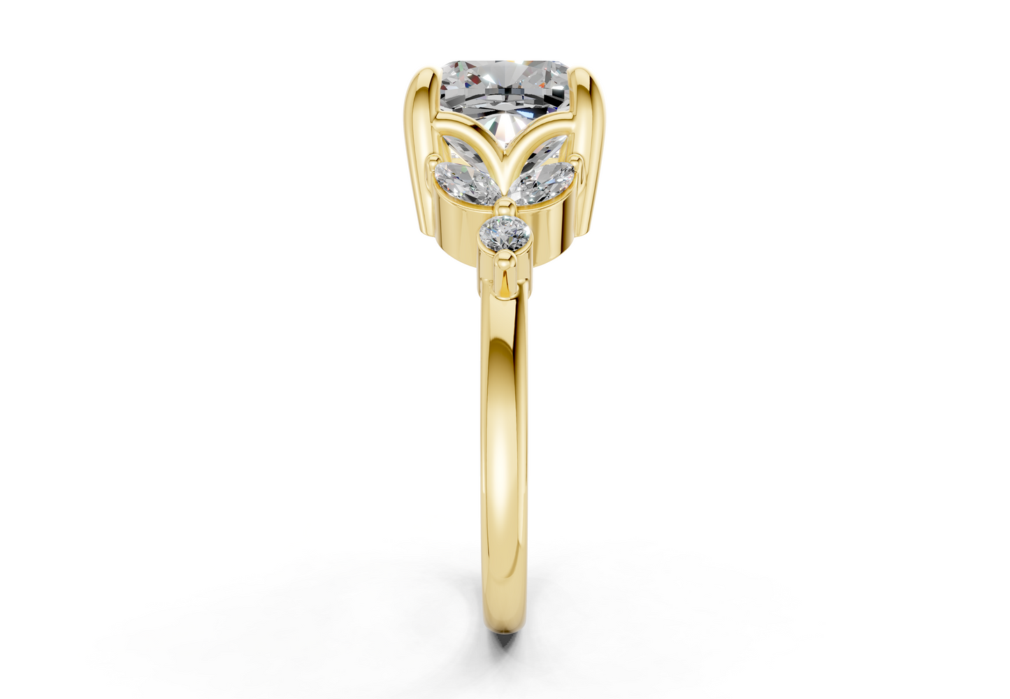 Elysium Diamond Accent Cushion Square Cut 1.9mm Engagement Ring