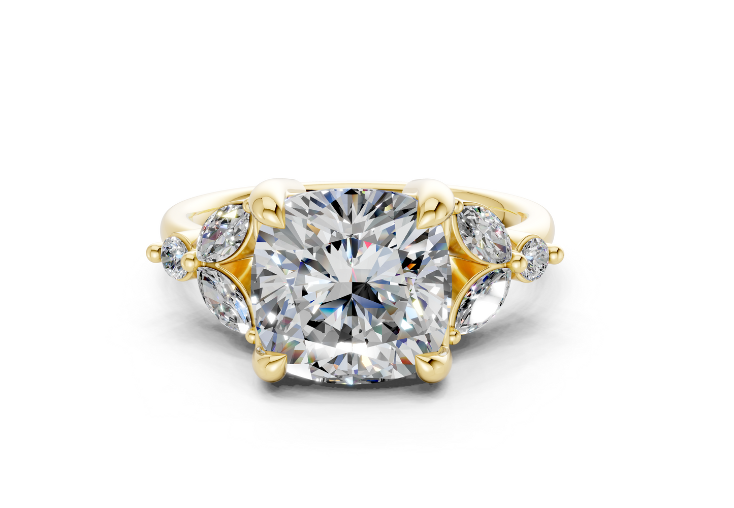 Elysium Diamond Accent Cushion Square Cut 1.9mm Engagement Ring
