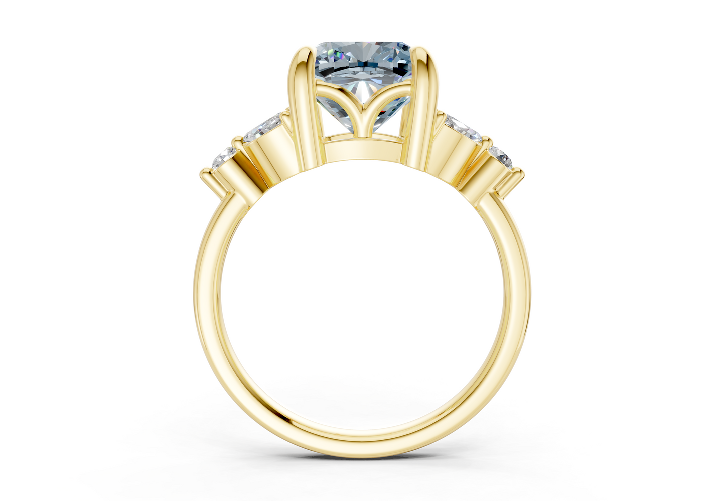 Elysium Blue Diamond Accent Cushion Square Cut 1.9mm Engagement Ring