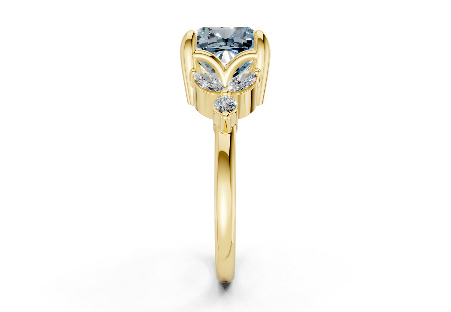 Elysium Blue Diamond Accent Cushion Square Cut 1.9mm Engagement Ring