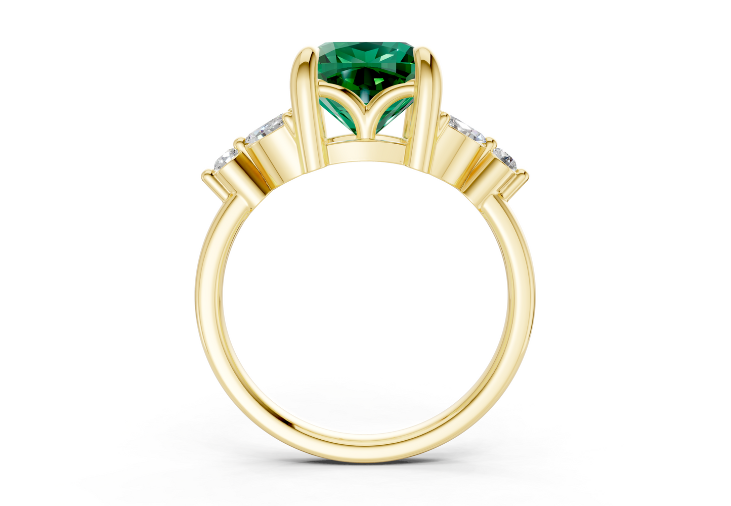 Elysium Emerald Gemstone Accent Cushion Square Cut 1.9mm Engagement Ring