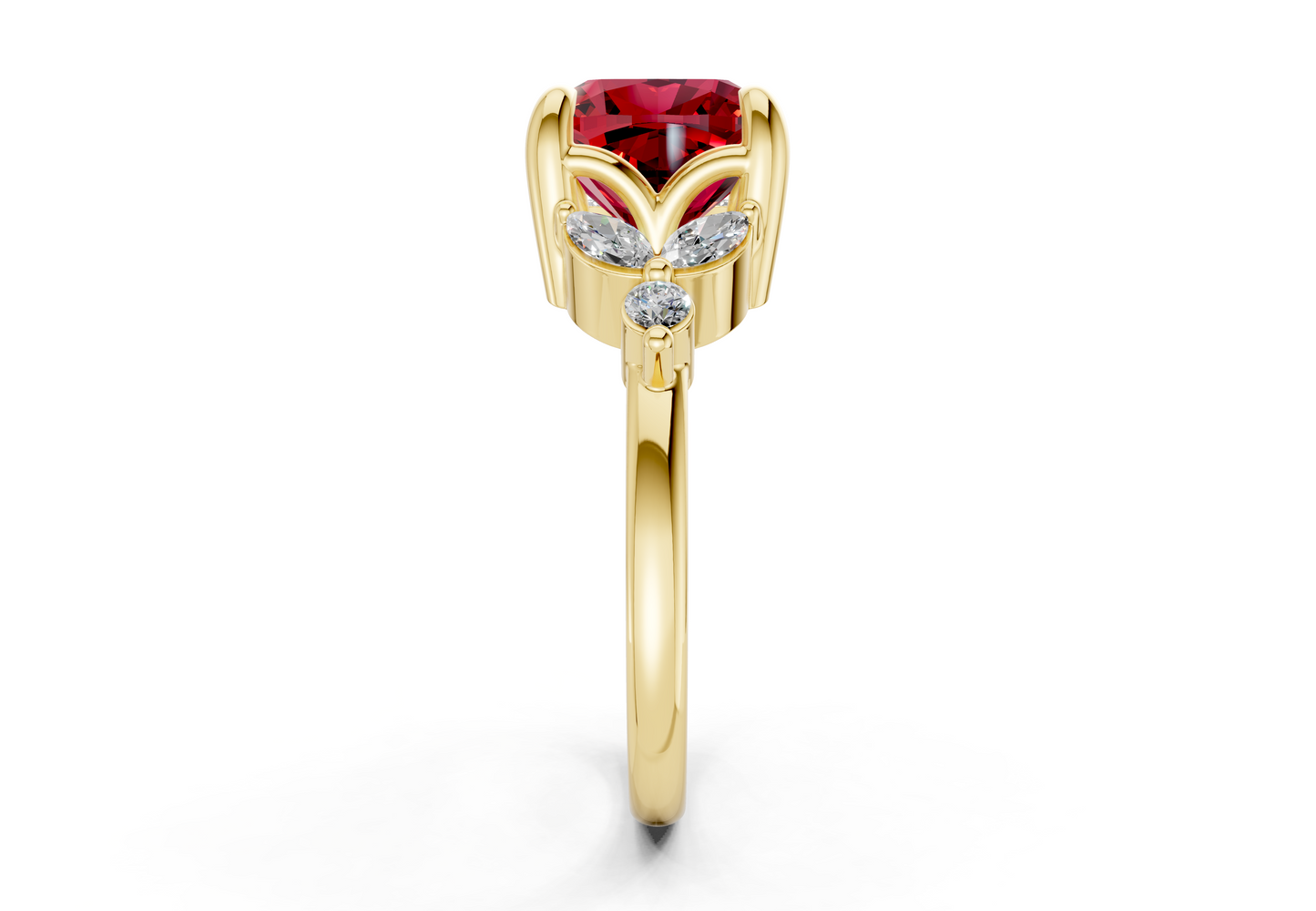 Elysium Ruby Gemstone Accent Cushion Square Cut 1.9mm Engagement Ring