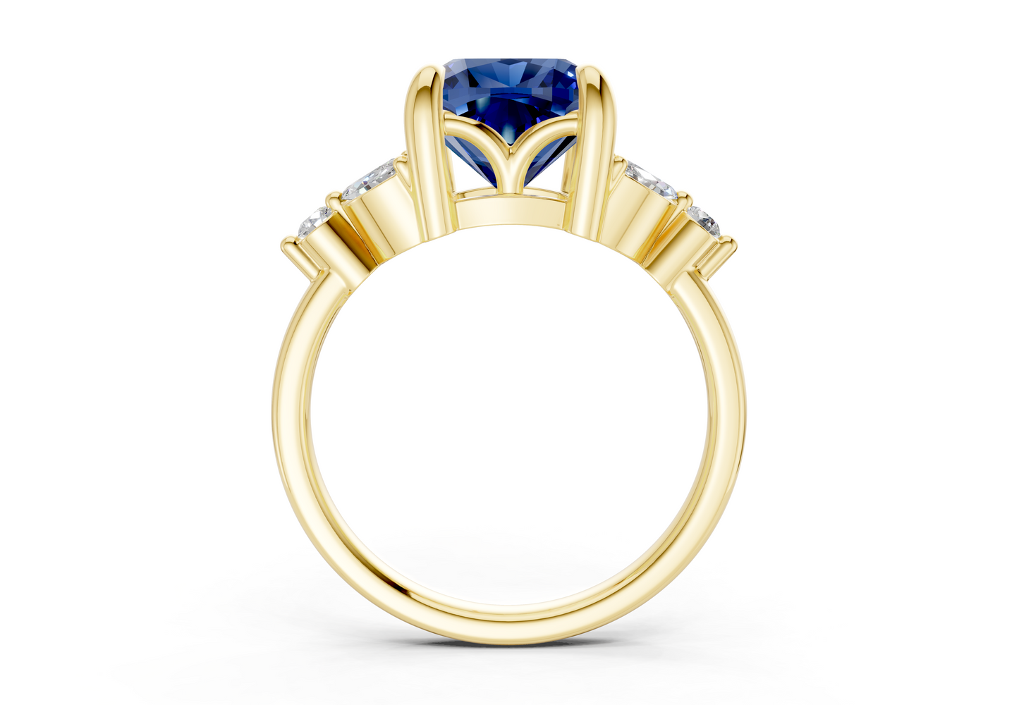 Elysium Sapphire Gemstone Accent Cushion Square Cut 1.9mm Engagement Ring