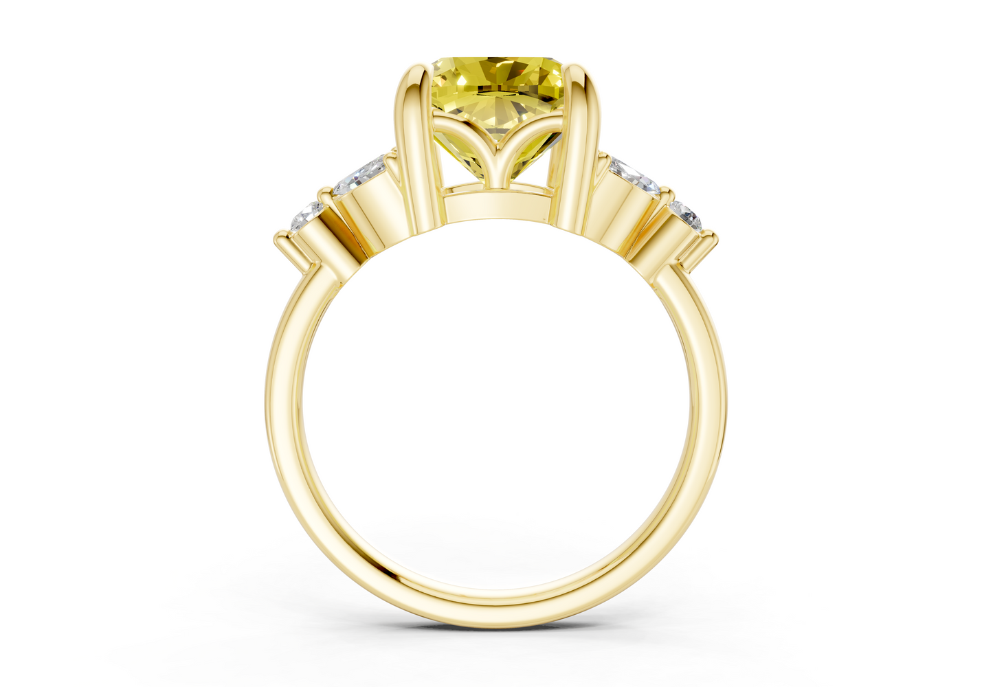 Elysium Yellow Diamond Accent Cushion Square Cut 1.9mm Engagement Ring