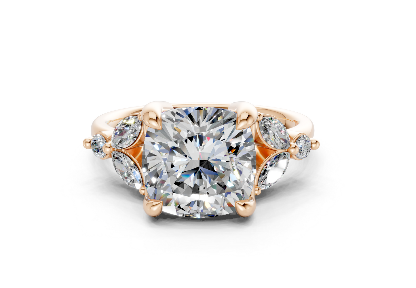 Elysium Diamond Accent Cushion Square Cut 1.9mm Engagement Ring