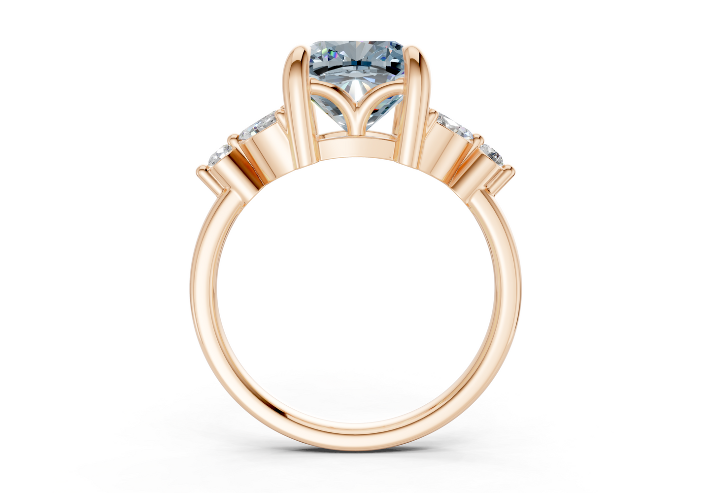Elysium Blue Diamond Accent Cushion Square Cut 1.9mm Engagement Ring