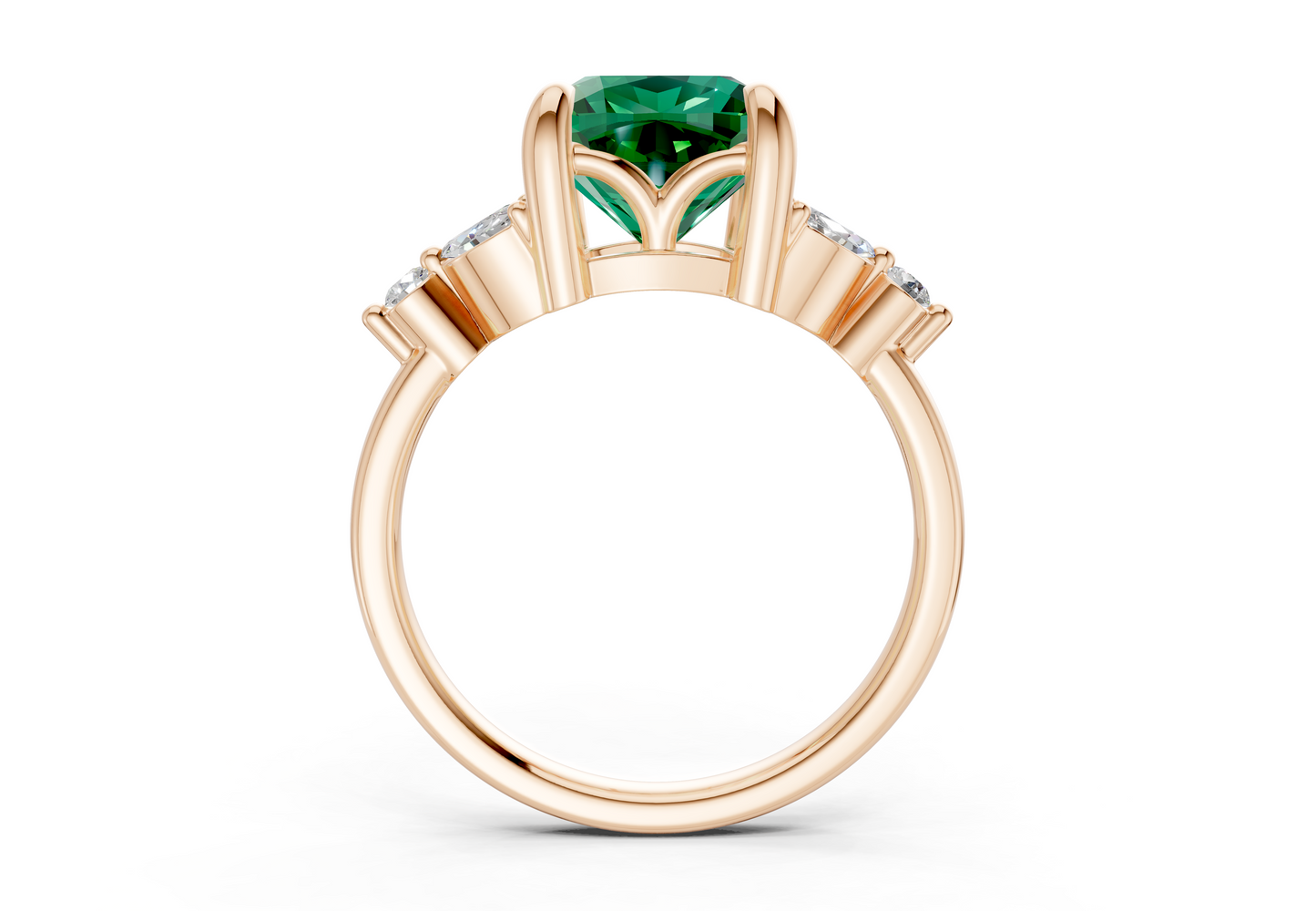 Elysium Emerald Gemstone Accent Cushion Square Cut 1.9mm Engagement Ring