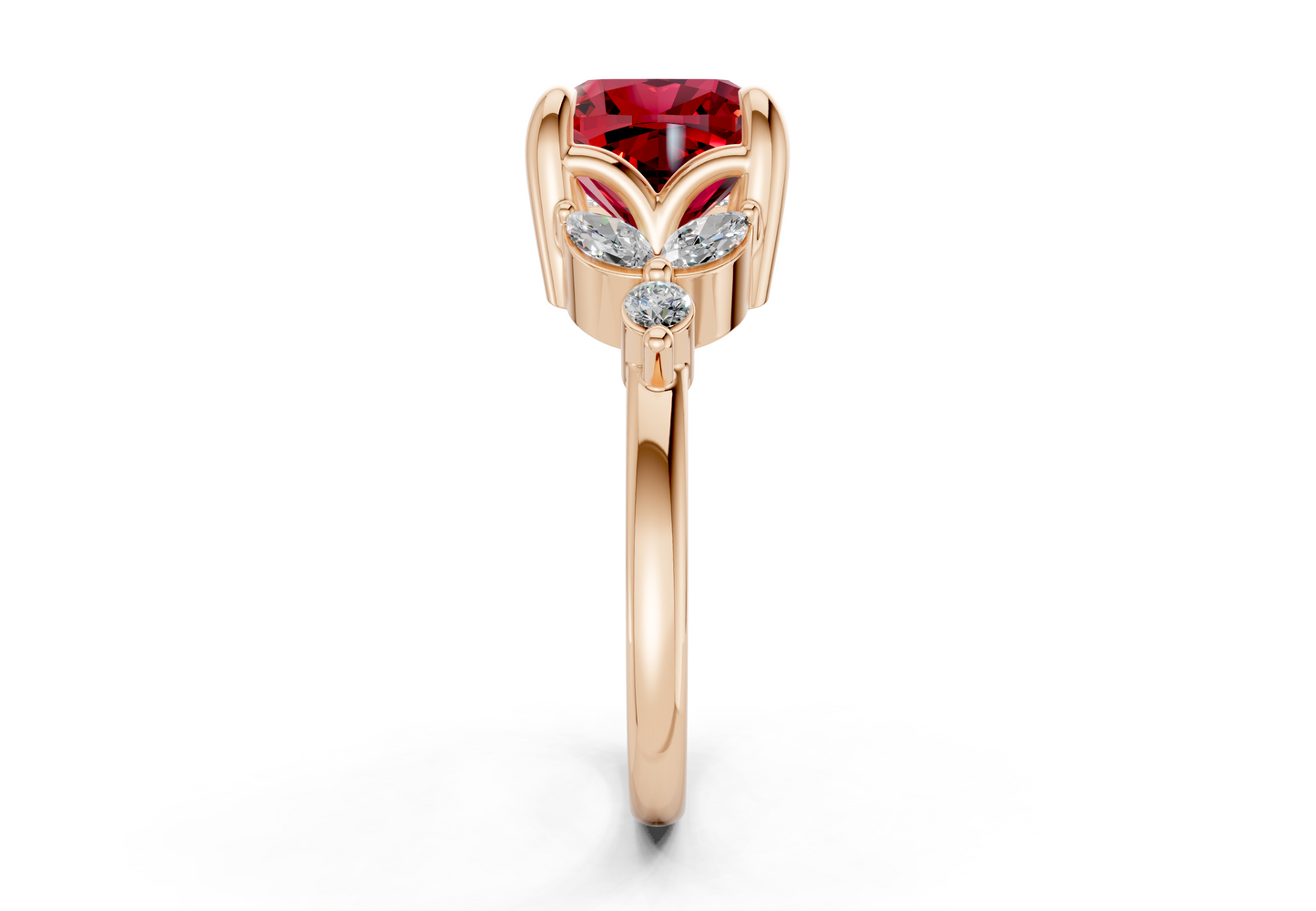Elysium Ruby Gemstone Accent Cushion Square Cut 1.9mm Engagement Ring