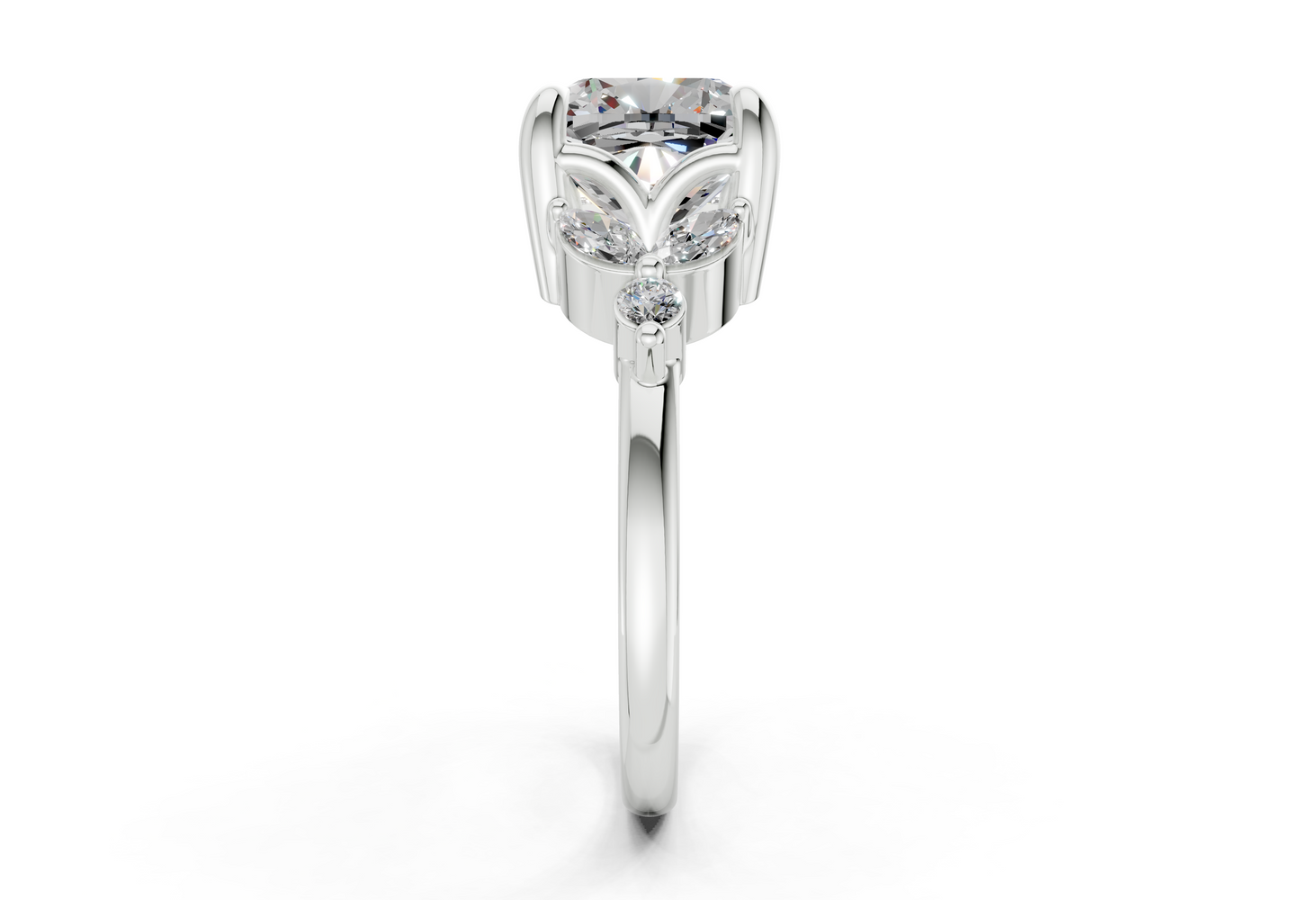 Elysium Diamond Accent Cushion Square Cut 1.9mm Engagement Ring