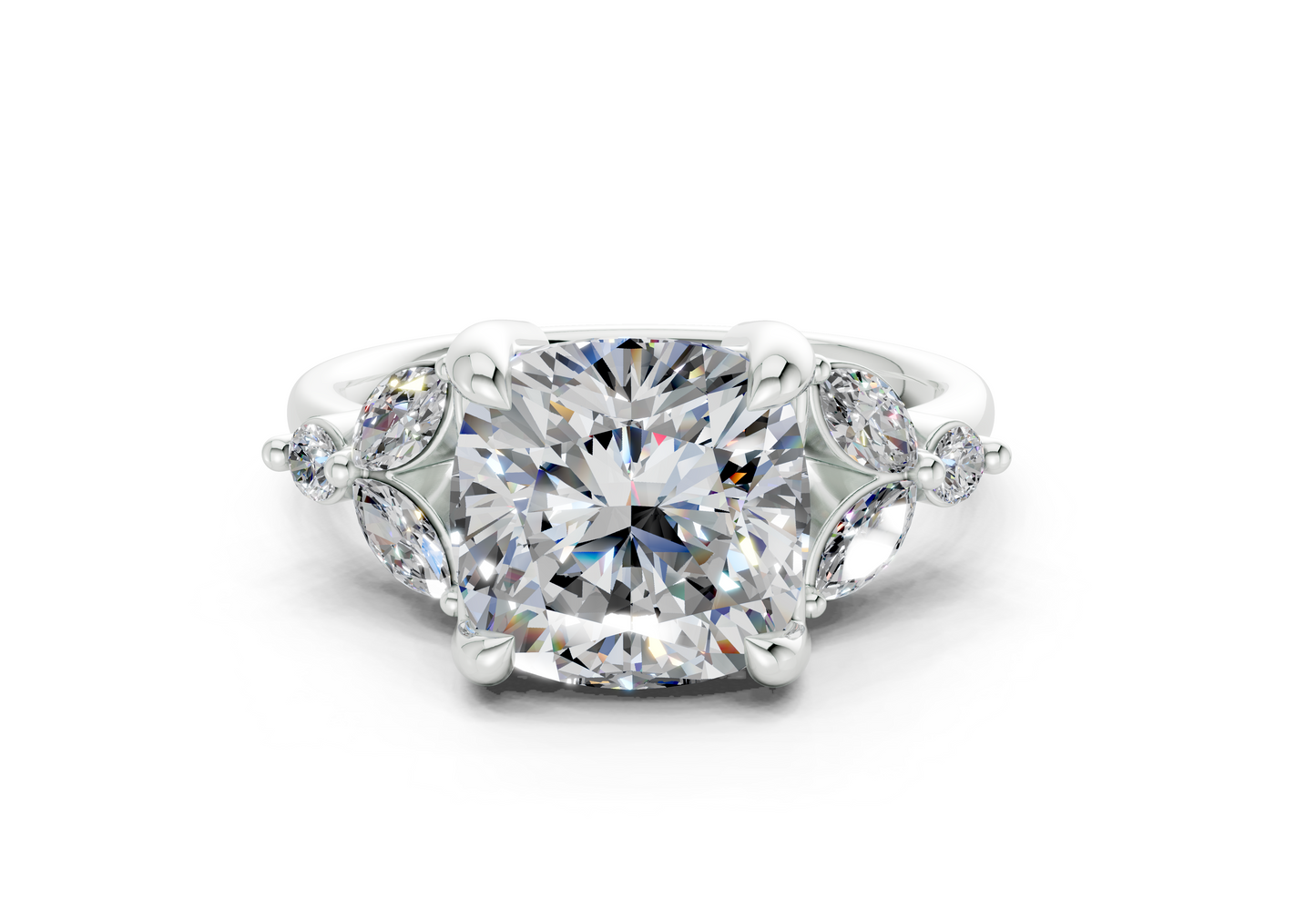 Elysium Diamond Accent Cushion Square Cut 1.9mm Engagement Ring
