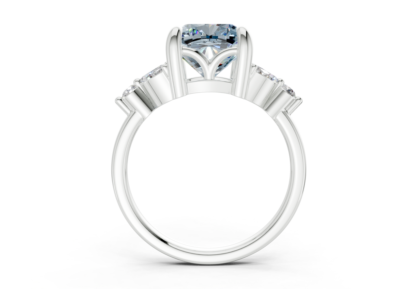 Elysium Blue Diamond Accent Cushion Square Cut 1.9mm Engagement Ring