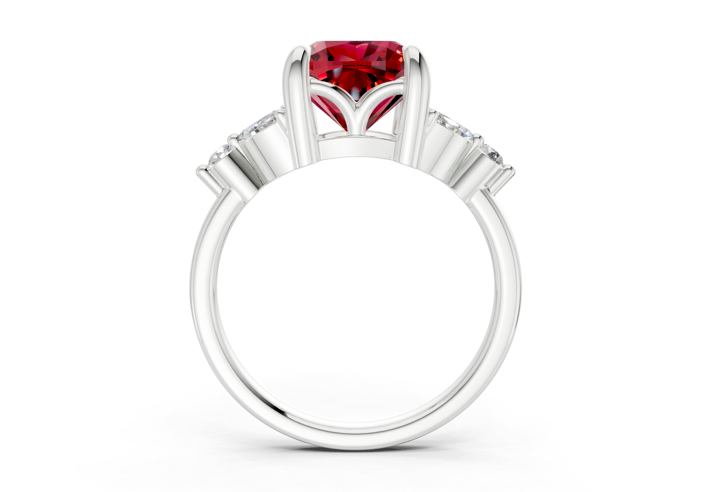 Elysium Ruby Gemstone Accent Cushion Square Cut 1.9mm Engagement Ring