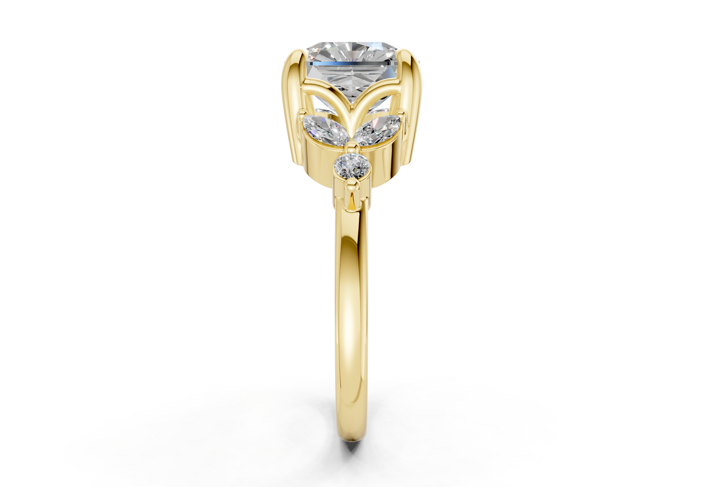 Elysium Diamond Accent Radiant Square Cut 1.9mm Engagement Ring