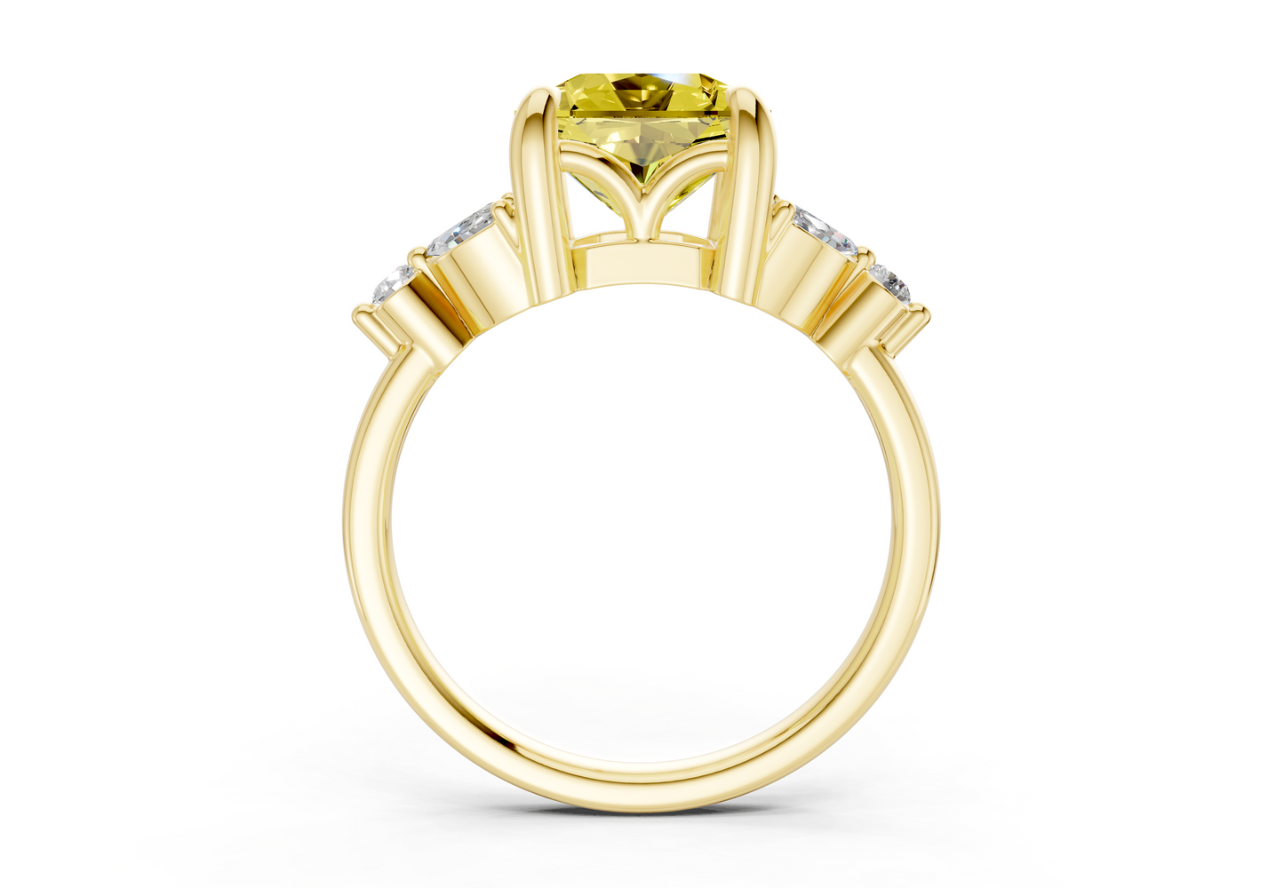 Elysium Yellow Diamond Accent Radiant Square Cut 1.9mm Engagement Ring