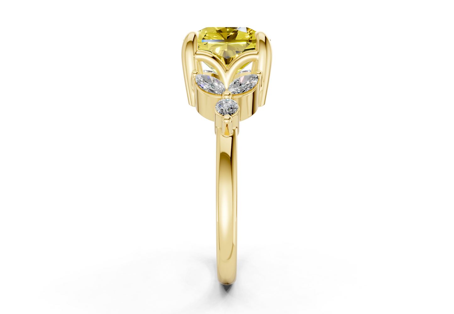 Elysium Yellow Diamond Accent Radiant Square Cut 1.9mm Engagement Ring