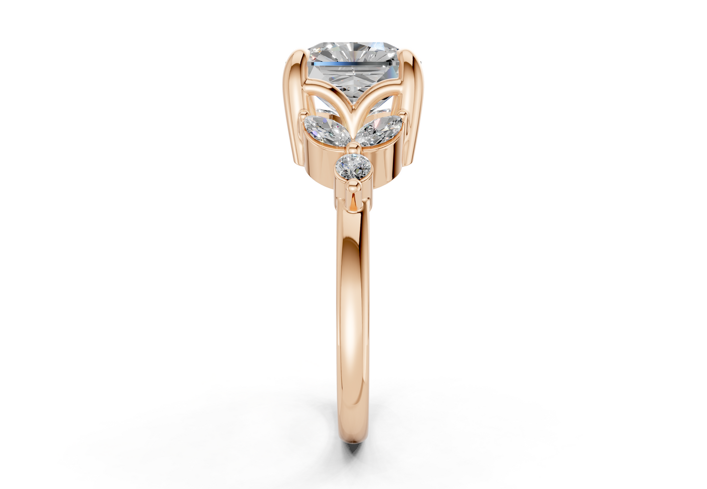 Elysium Diamond Accent Radiant Square Cut 1.9mm Engagement Ring